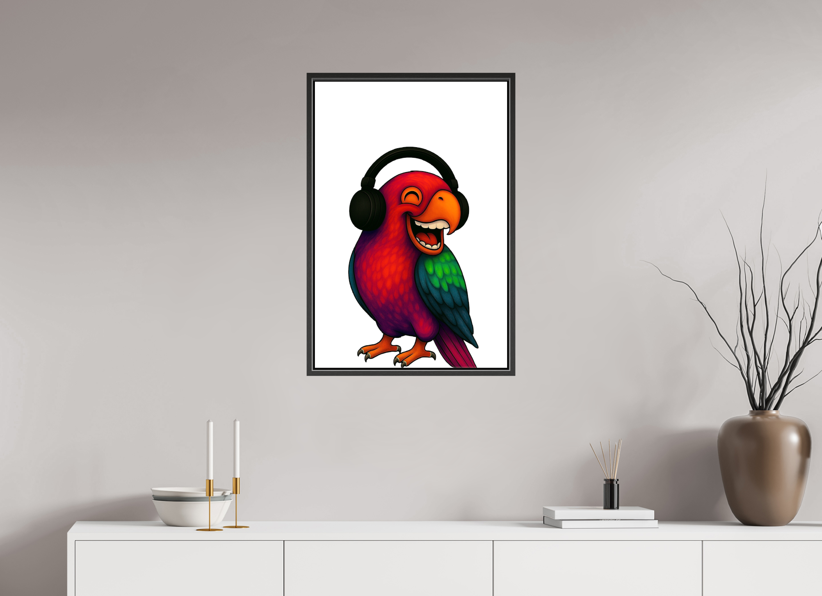 50 x 75 cm, Leinwand glänzend - Rahmen schwarz 15mm 13-Papagai