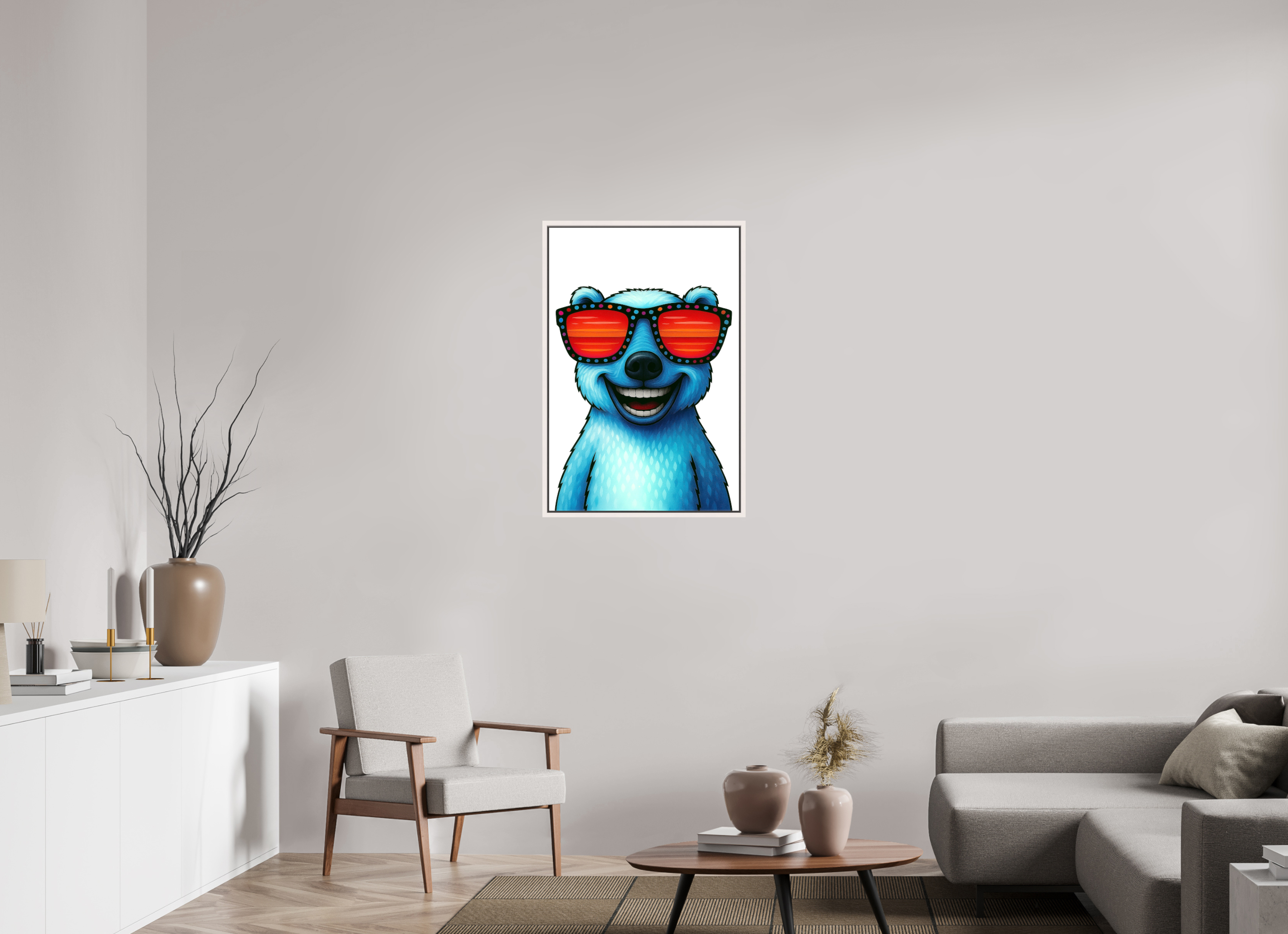 60 x 90 cm, Leinwand glänzend - Rahmen weiß 15mm 04-Eisbär