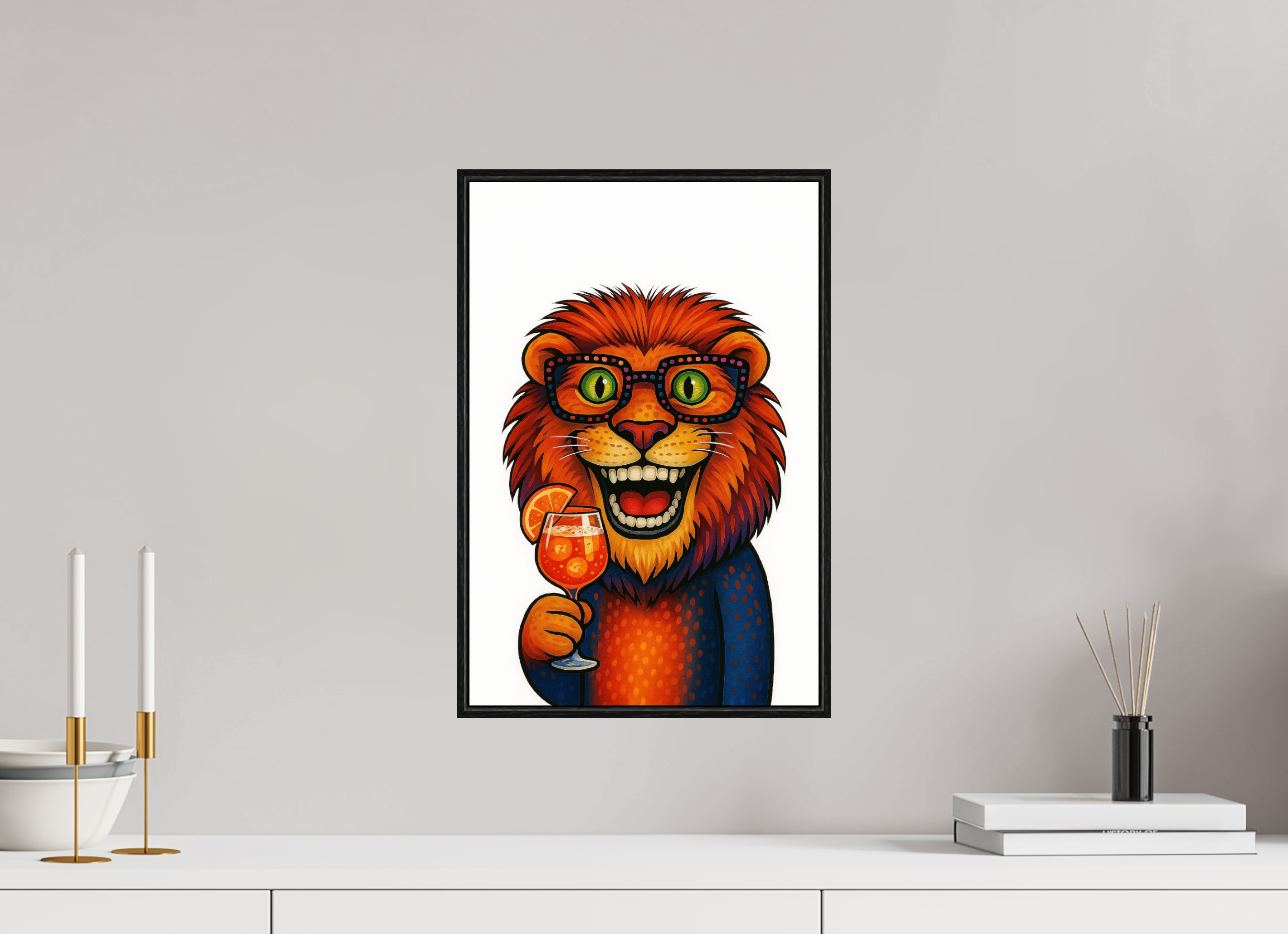 30 x 45 cm, Rahmen schwarz 6mm Löwe