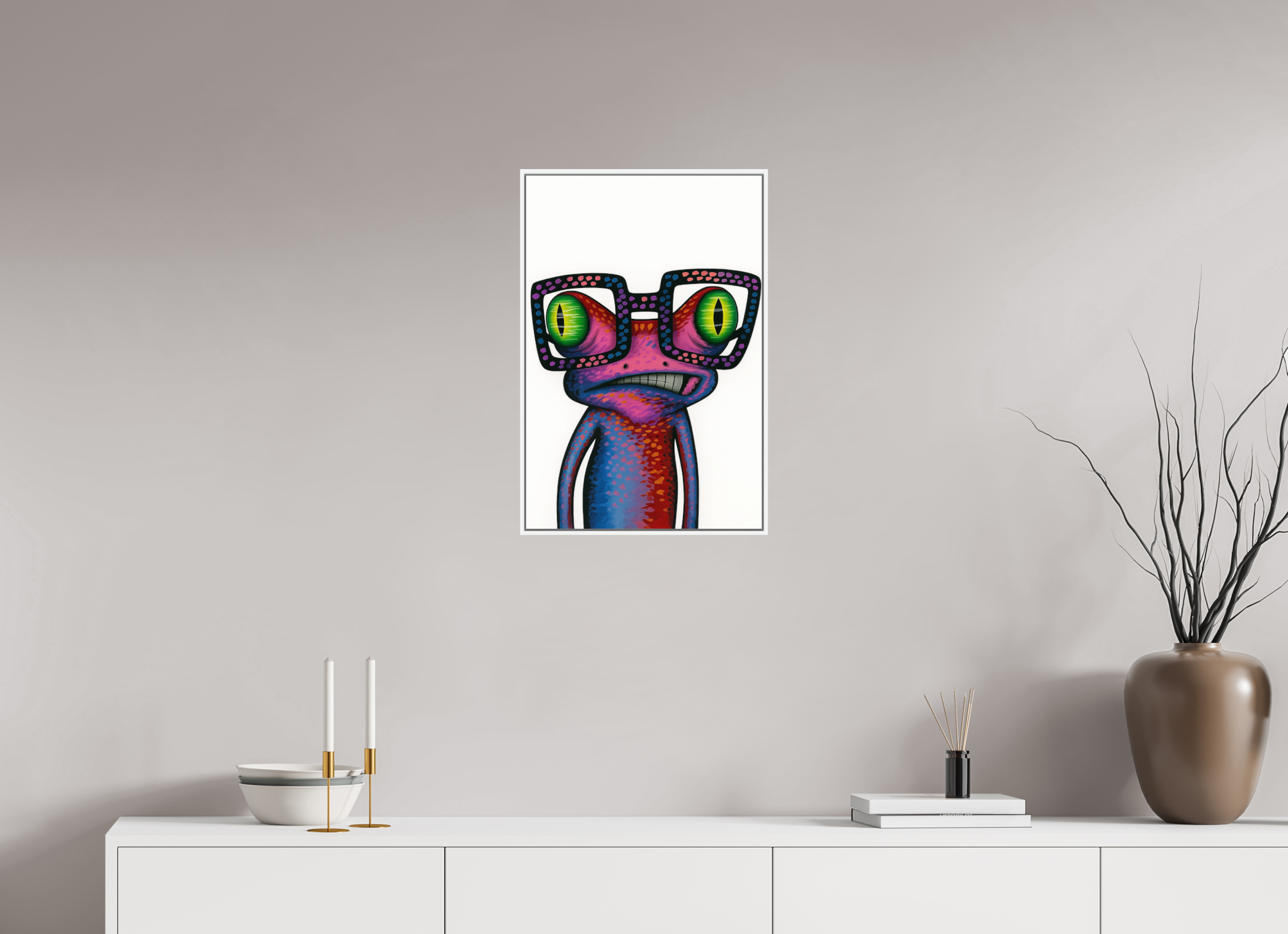 40 x 60 cm, Rahmen weiß 6mm Frosch