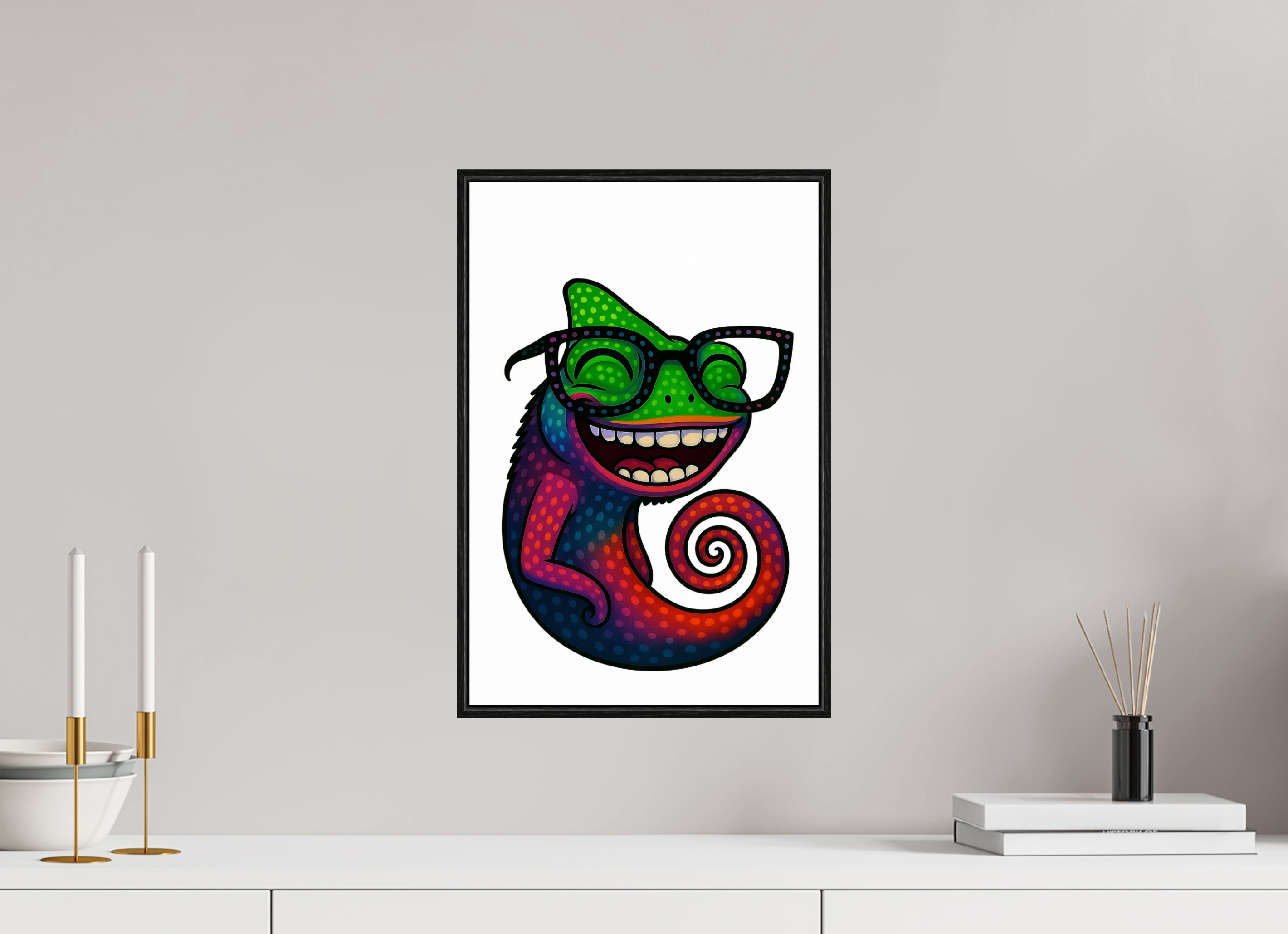 30 x 45 cm, Rahmen schwarz 6mm 11-Chamäleon