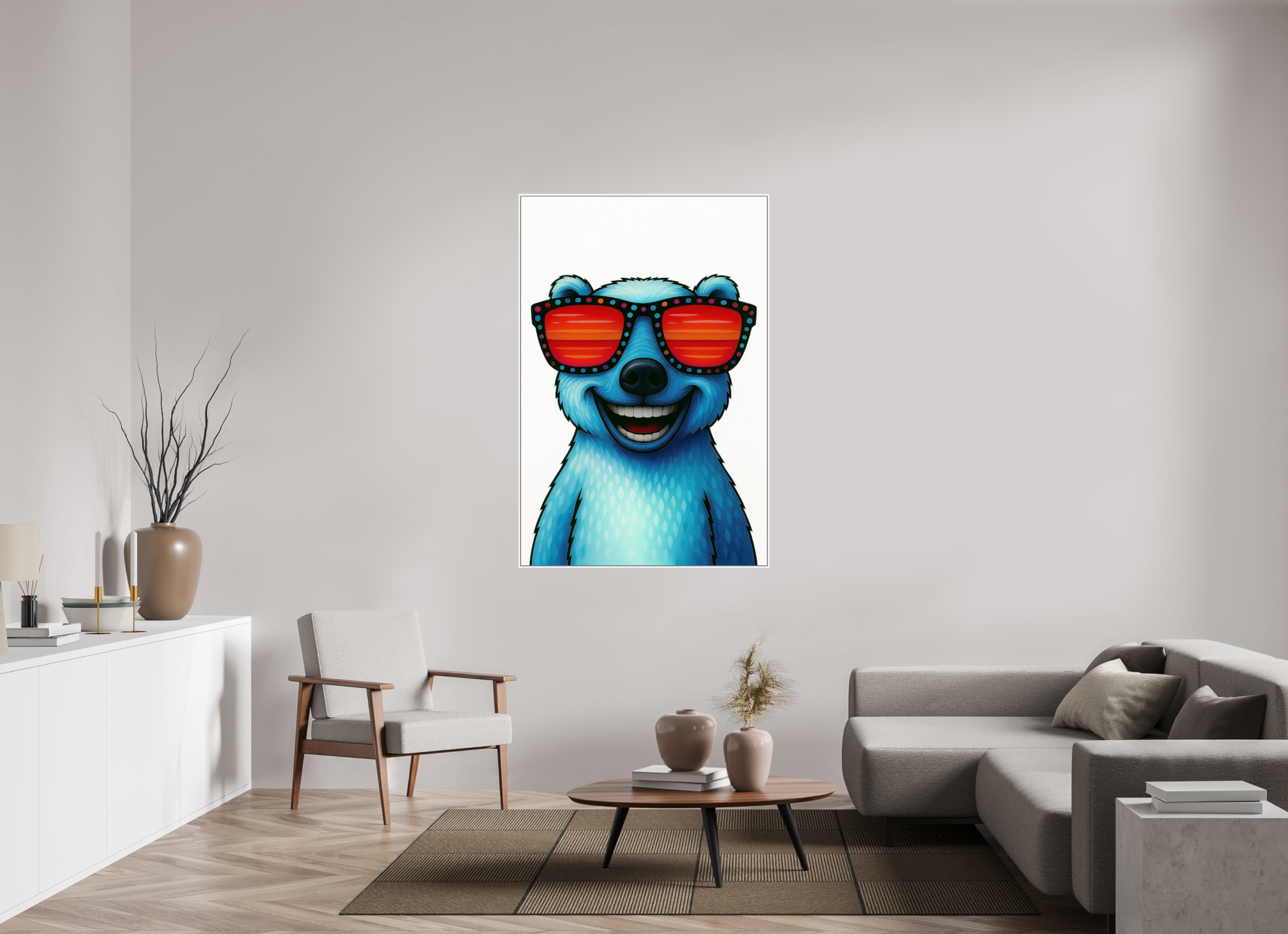 100 x 150 cm, Rahmen weiß 6mm 04-Eisbär