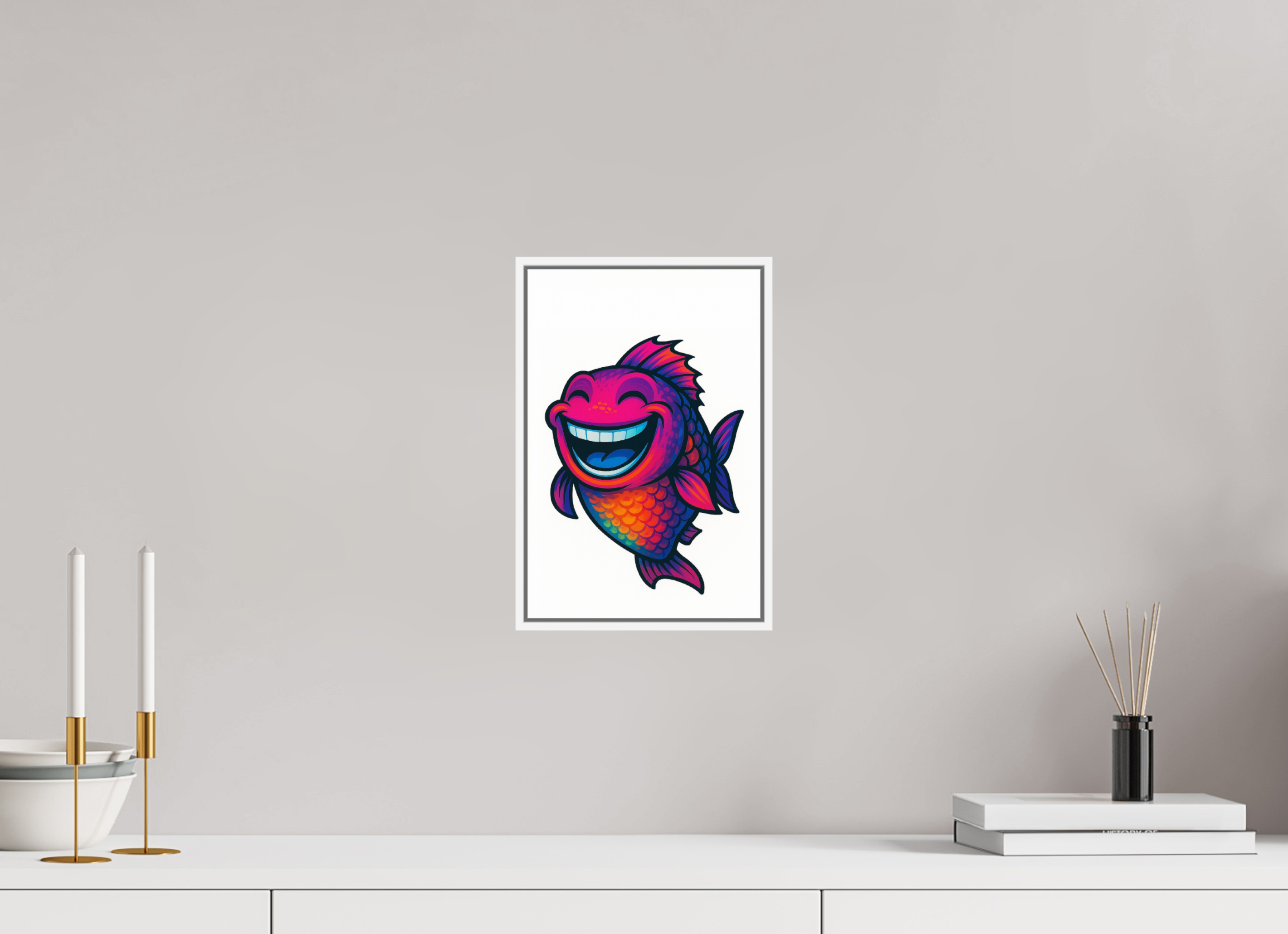 20 x 30 cm, Rahmen weiß 6mm 14-Fisch