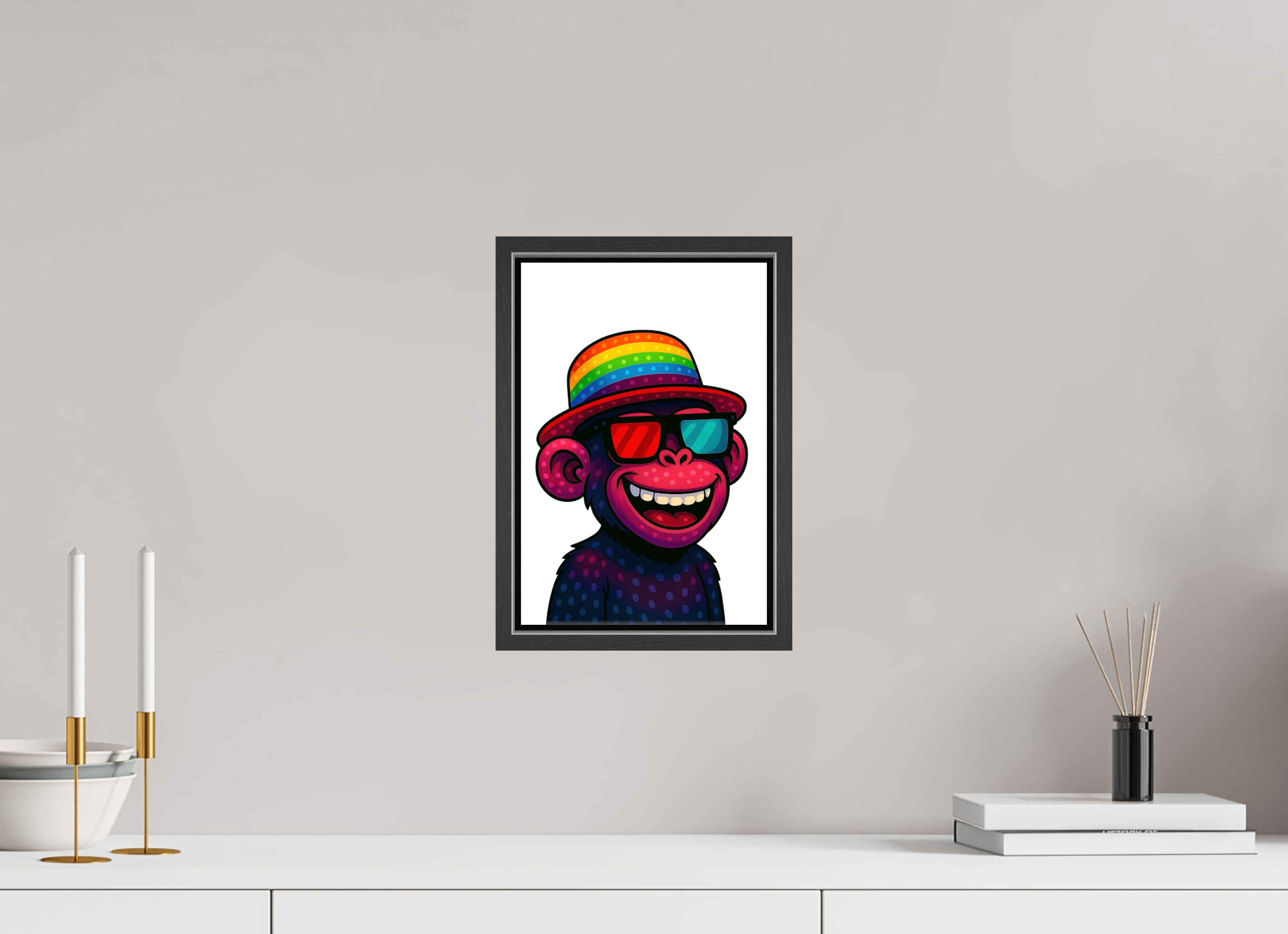 20 x 30 cm, Leinwand glänzend - Rahmen schwarz 15mm 10-Affe