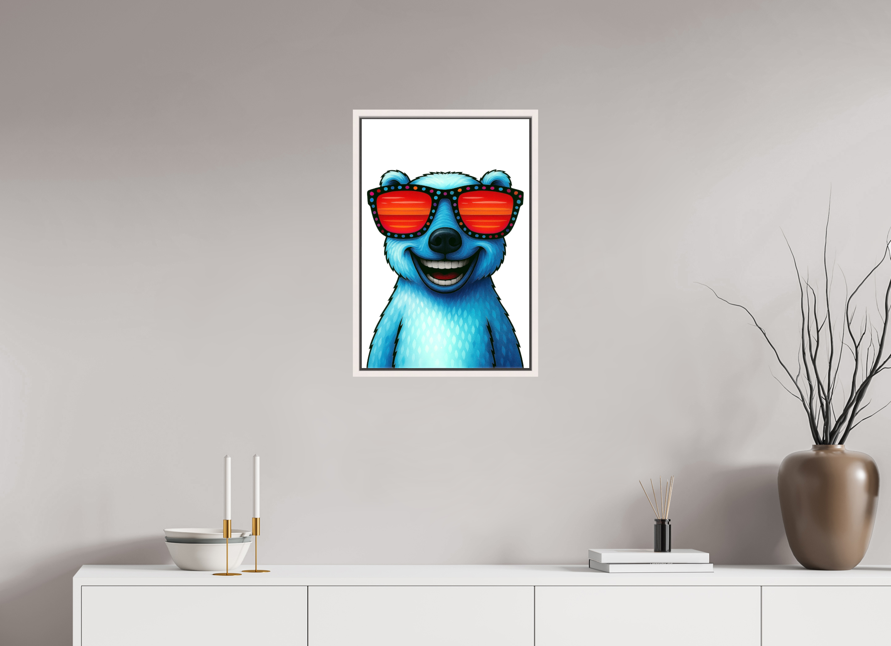 40 x 60 cm, Leinwand glänzend - Rahmen weiß 15mm 04-Eisbär