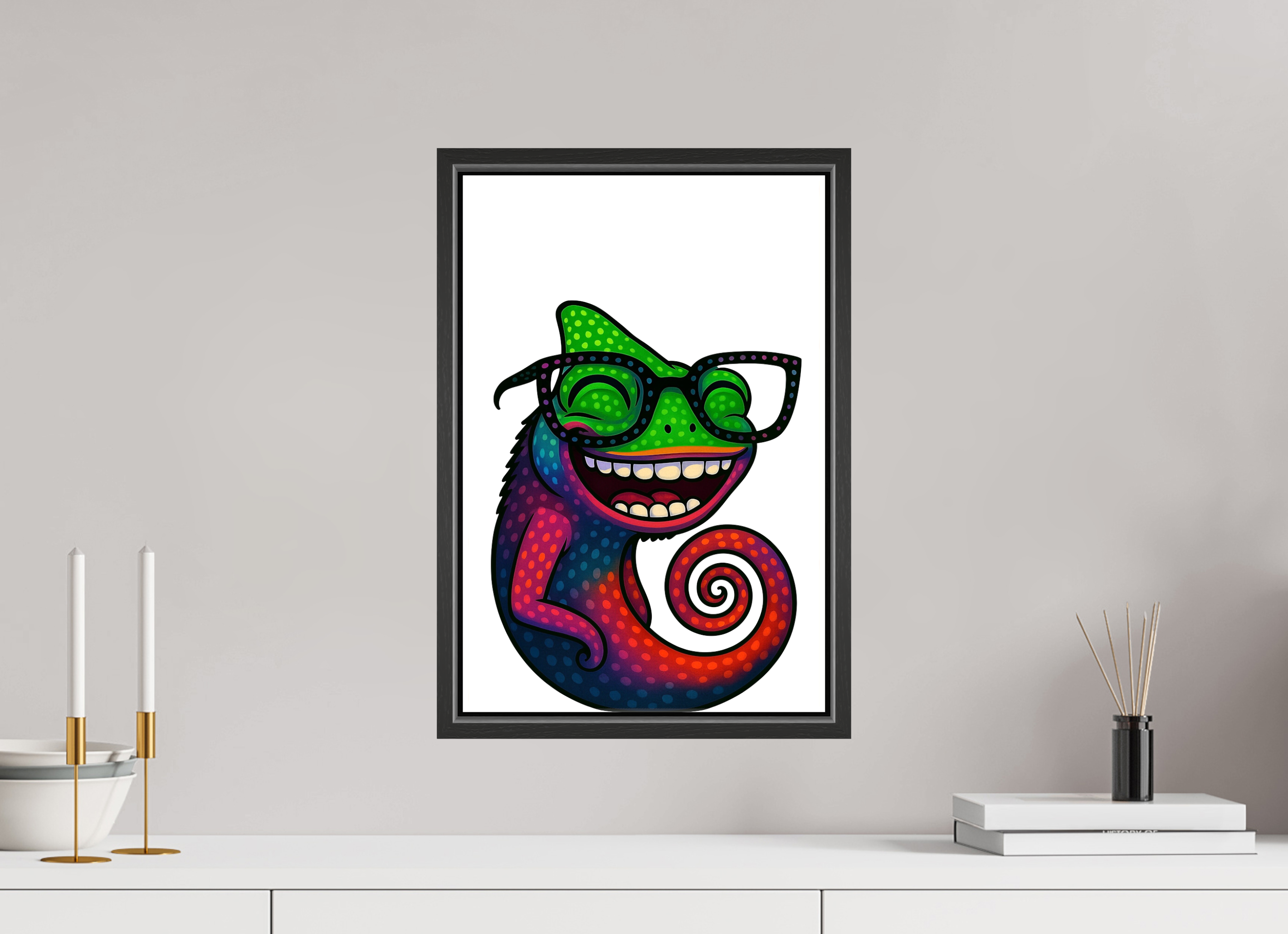 30 x 45 cm, Leinwand glänzend - Rahmen schwarz 15mm 14-Chamäleon