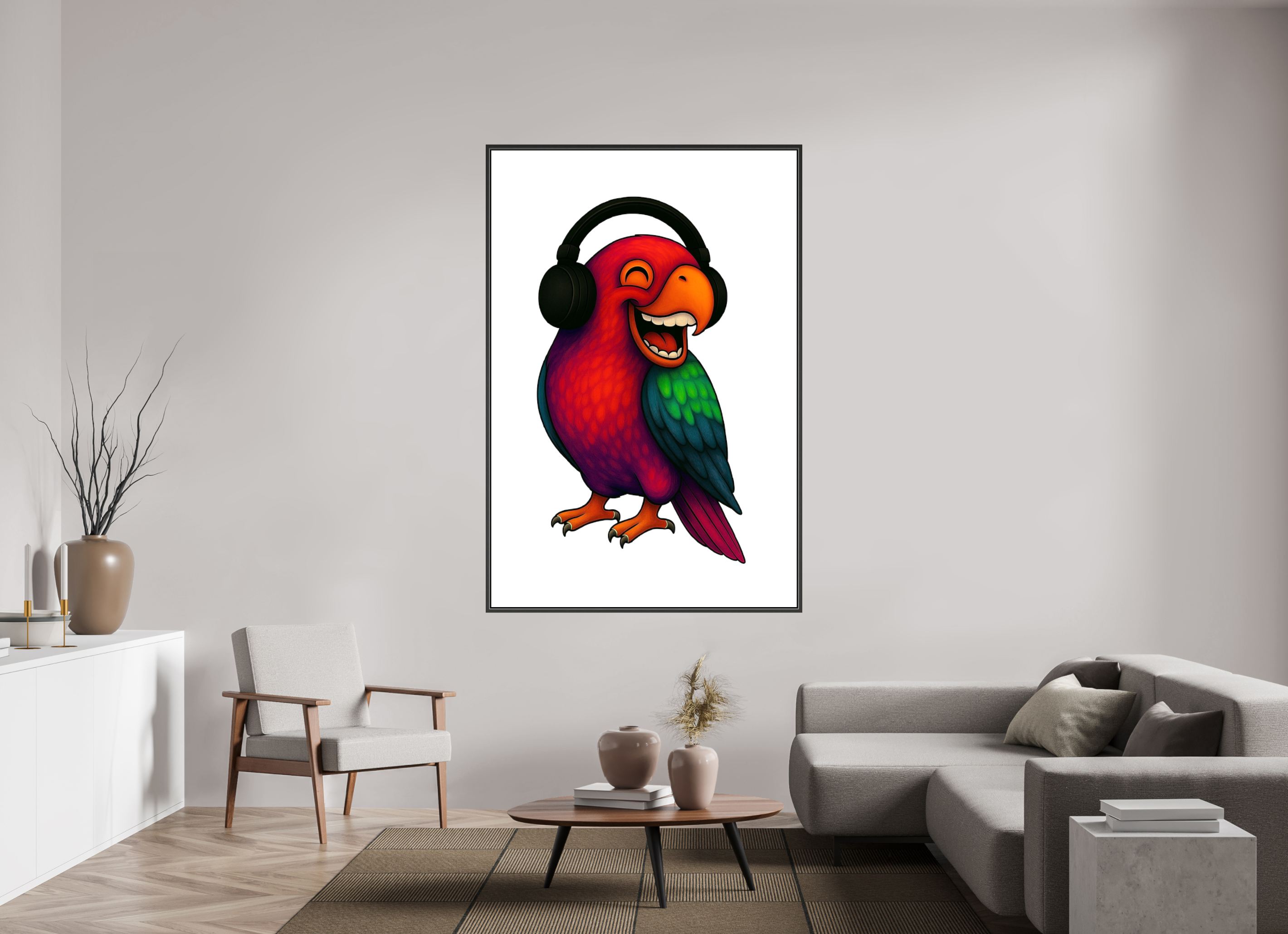 120 x 180 cm, Fotoleinwand glänzend - Rahmen schwarz 15mm 13-Papagai