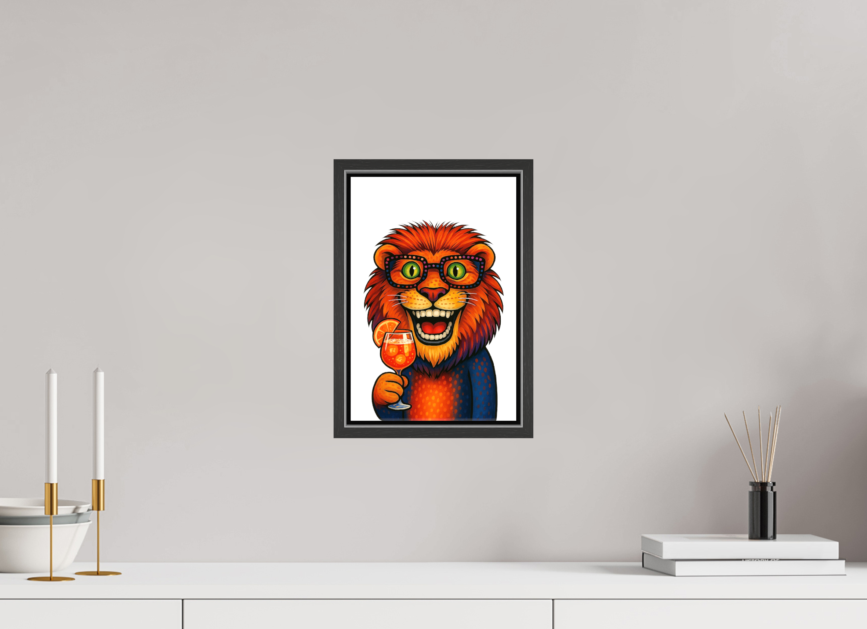 20 x 30 cm, Leinwand glänzend - Rahmen schwarz 15mm 05-Löwe