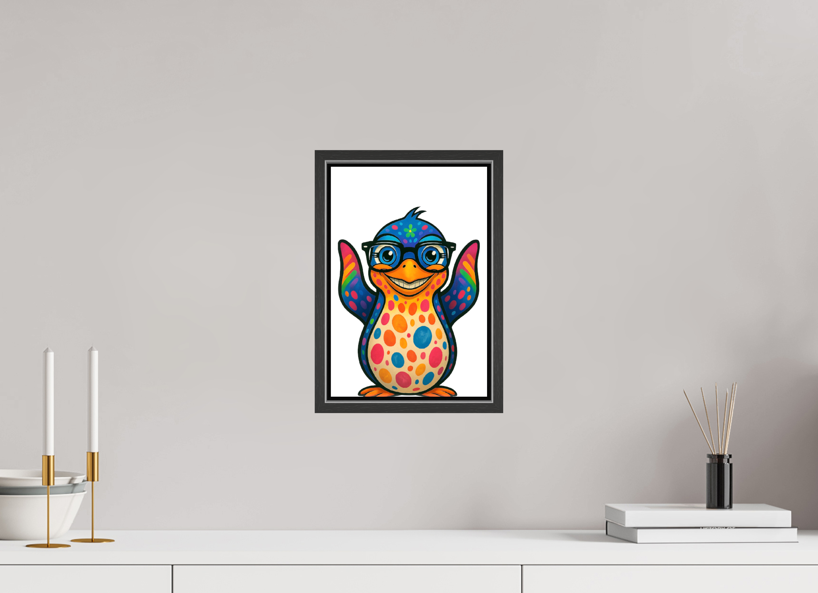 20 x 30 cm, Leinwand glänzend - Rahmen schwarz 15mm 08-Pinguin