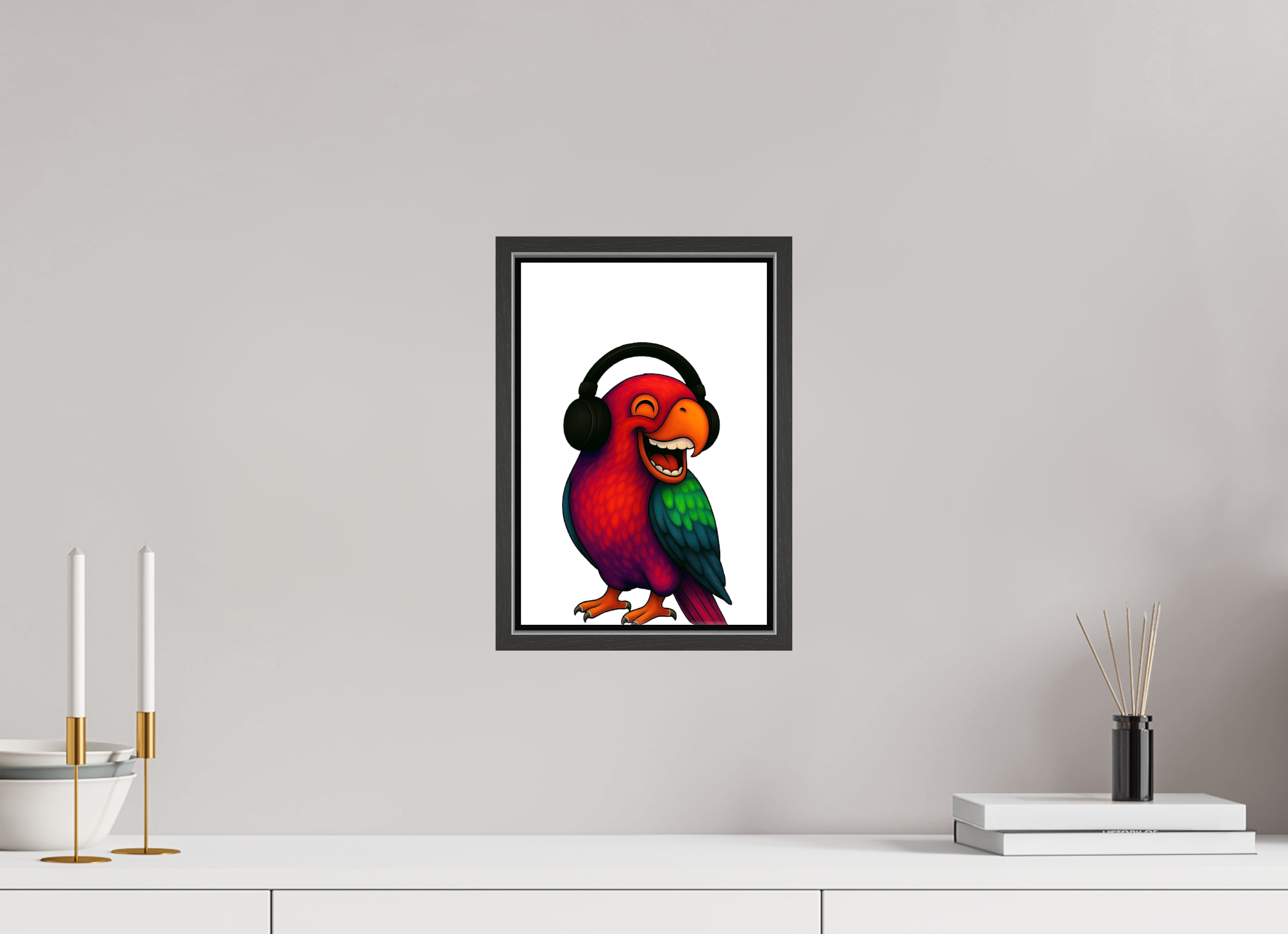 20 x 30 cm, Leinwand glänzend - Rahmen schwarz 15mm 13-Papagai