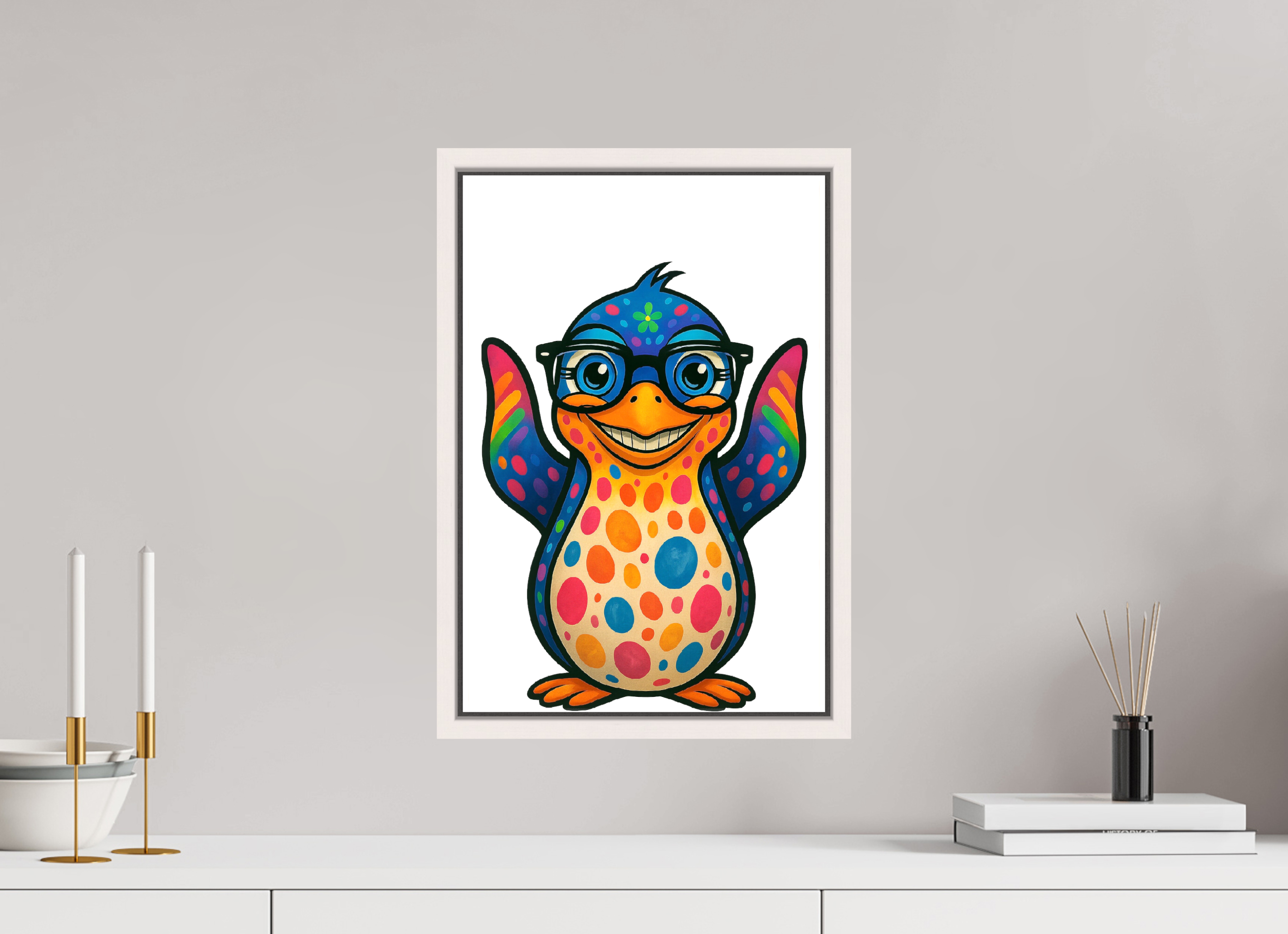 30 x 45 cm, Leinwand glänzend - Rahmen weiß 15mm 08-Pinguin