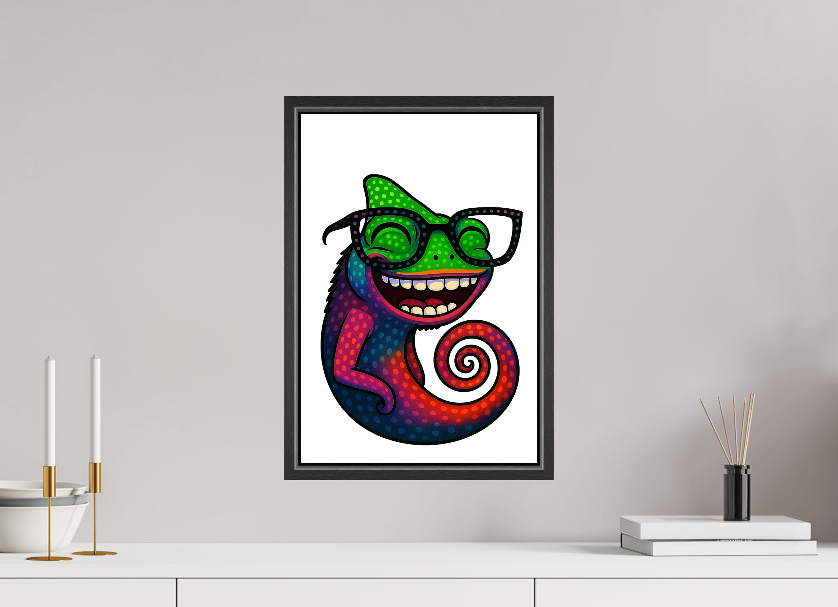 30 x 45 cm, Leinwand glänzend - Rahmen schwarz 15mm 14-Chamäleon