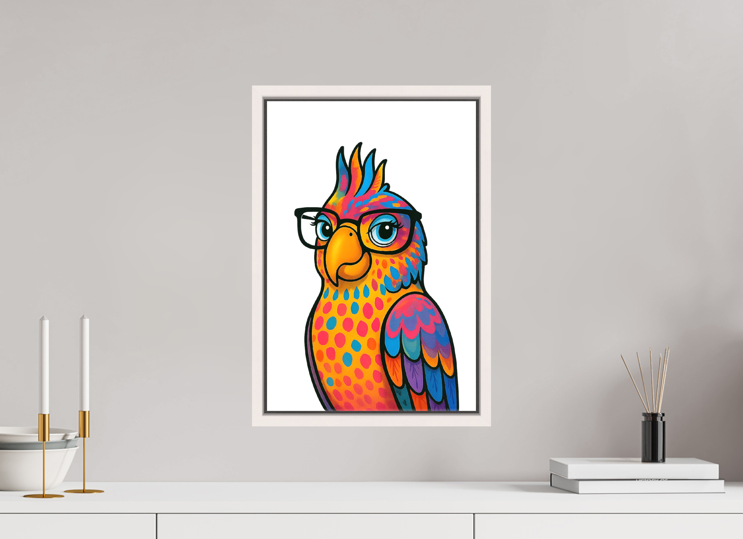 30 x 45 cm, Leinwand glänzend - Rahmen weiß 15mm 09-Papagai
