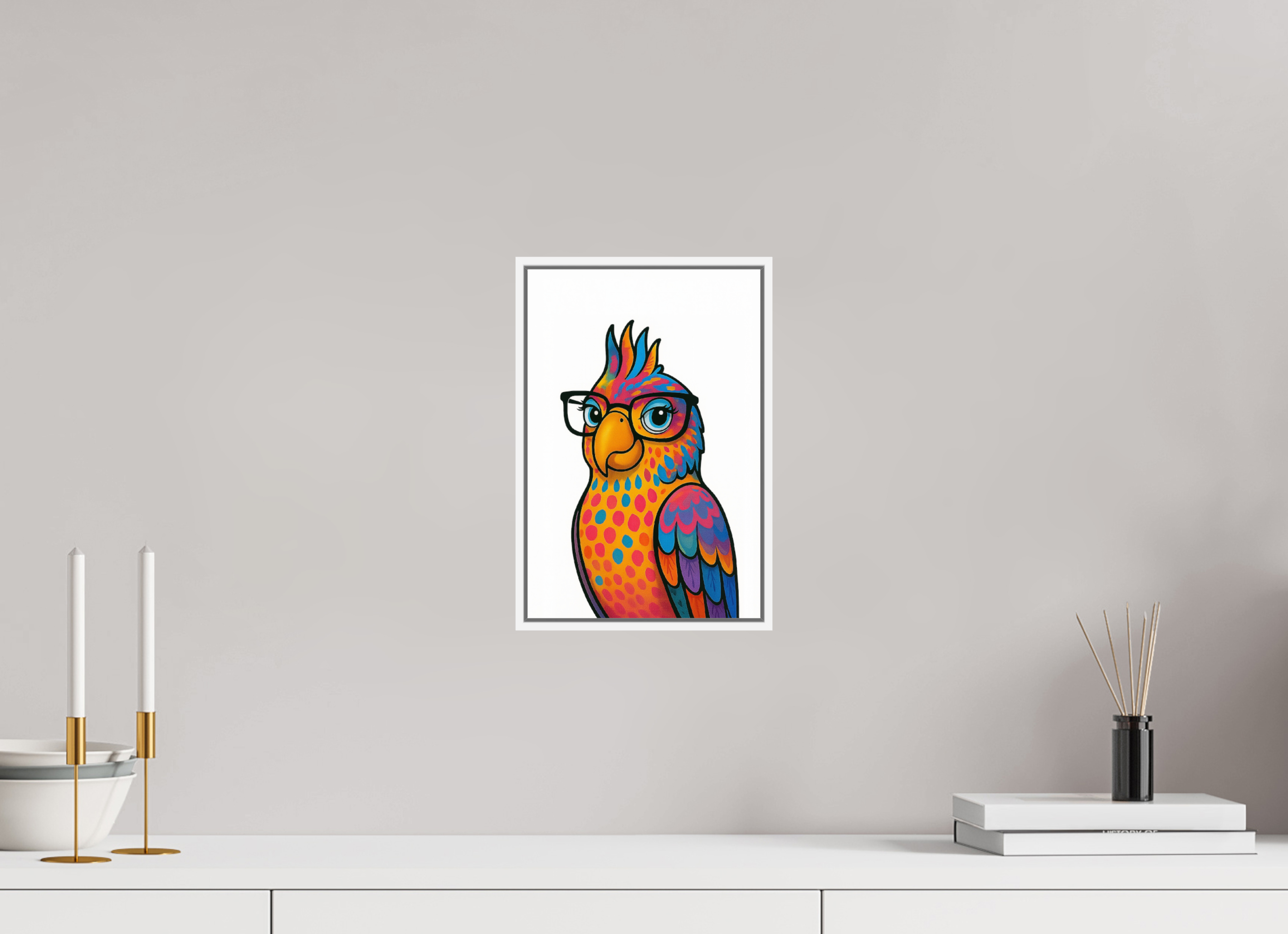 20 x 30 cm, Rahmen weiß 6mm 09-Papagai