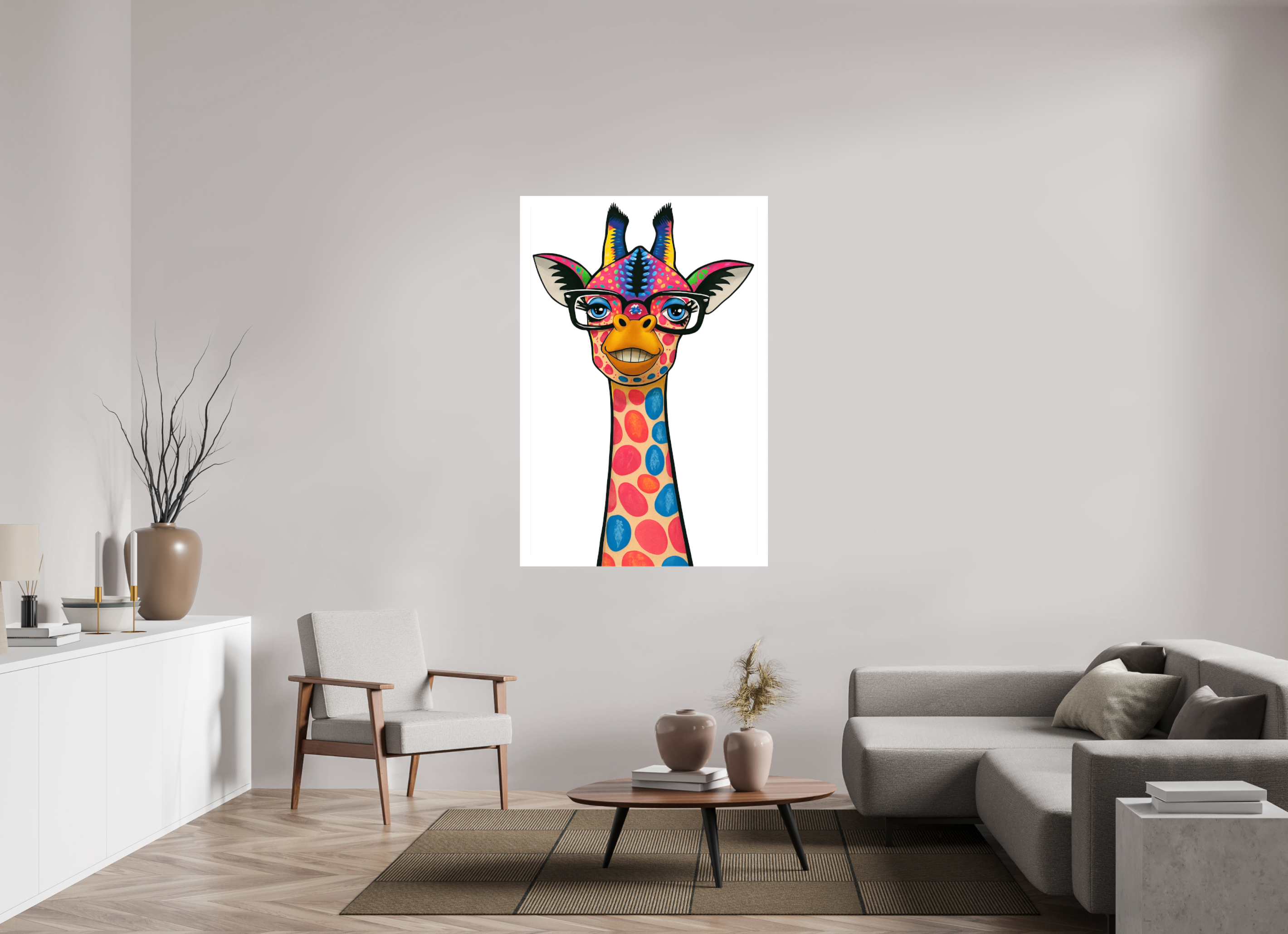 100 x 150 cm, Leinwand glänzend - Kein Rahmen 01-Giraffe