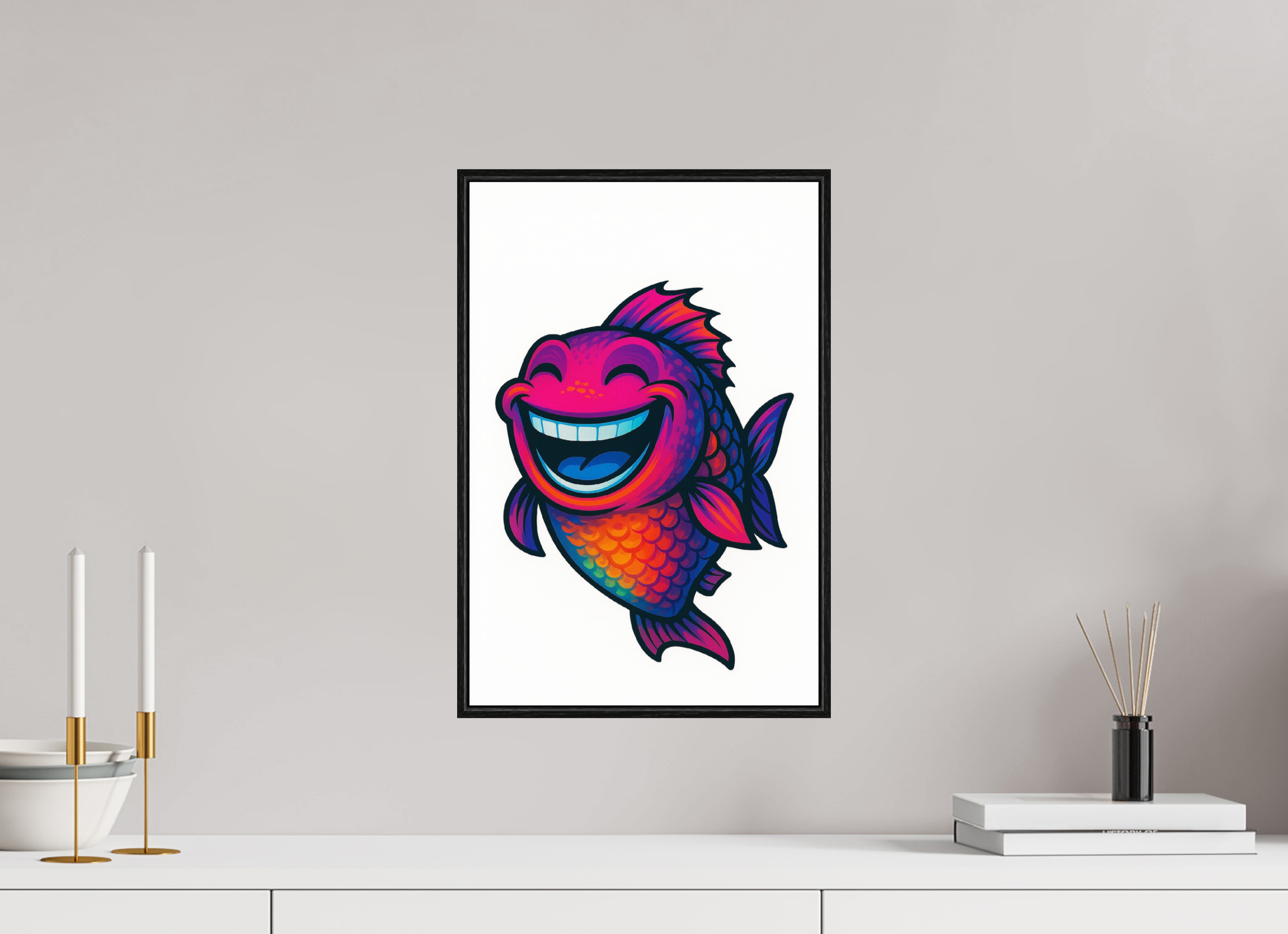 30 x 45 cm, Rahmen schwarz 6mm 14-Fisch