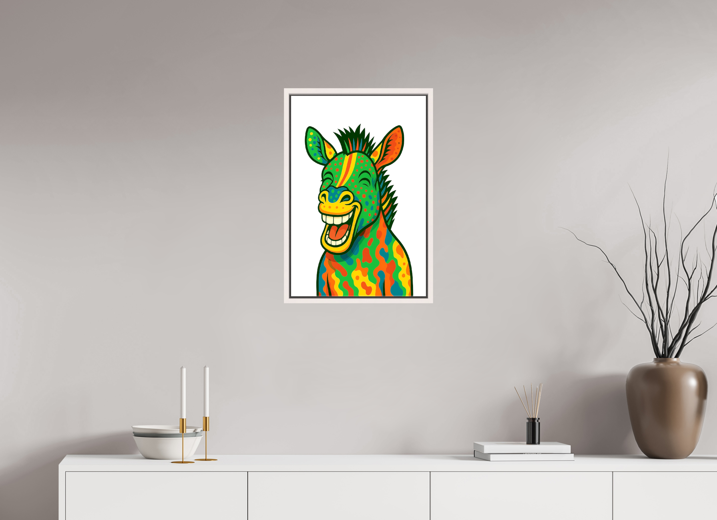 40 x 60 cm, Leinwand glänzend - Rahmen weiß 15mm 03-Zebra