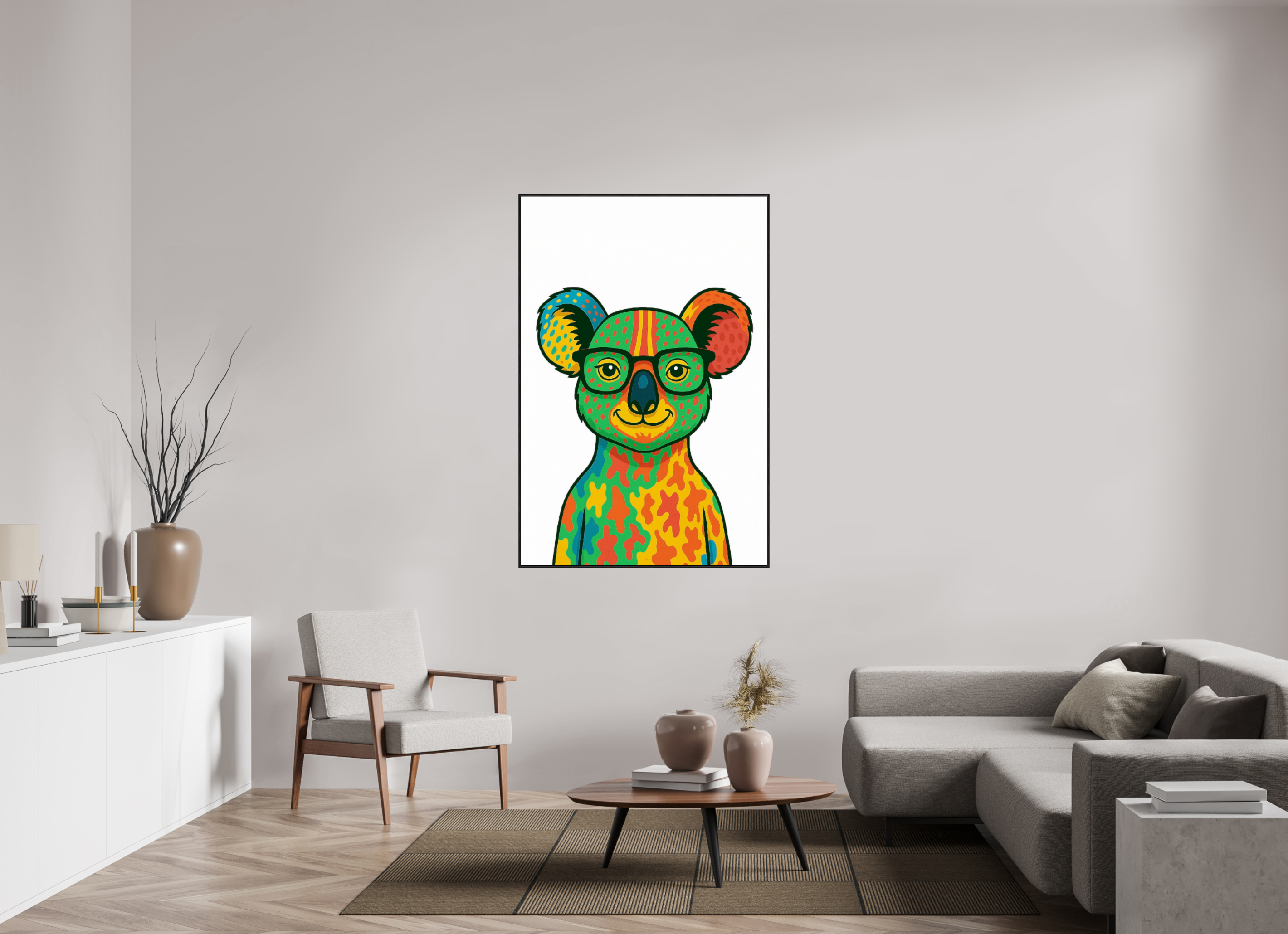 100 x 150 cm, Rahmen schwarz 6mm 07-Koala