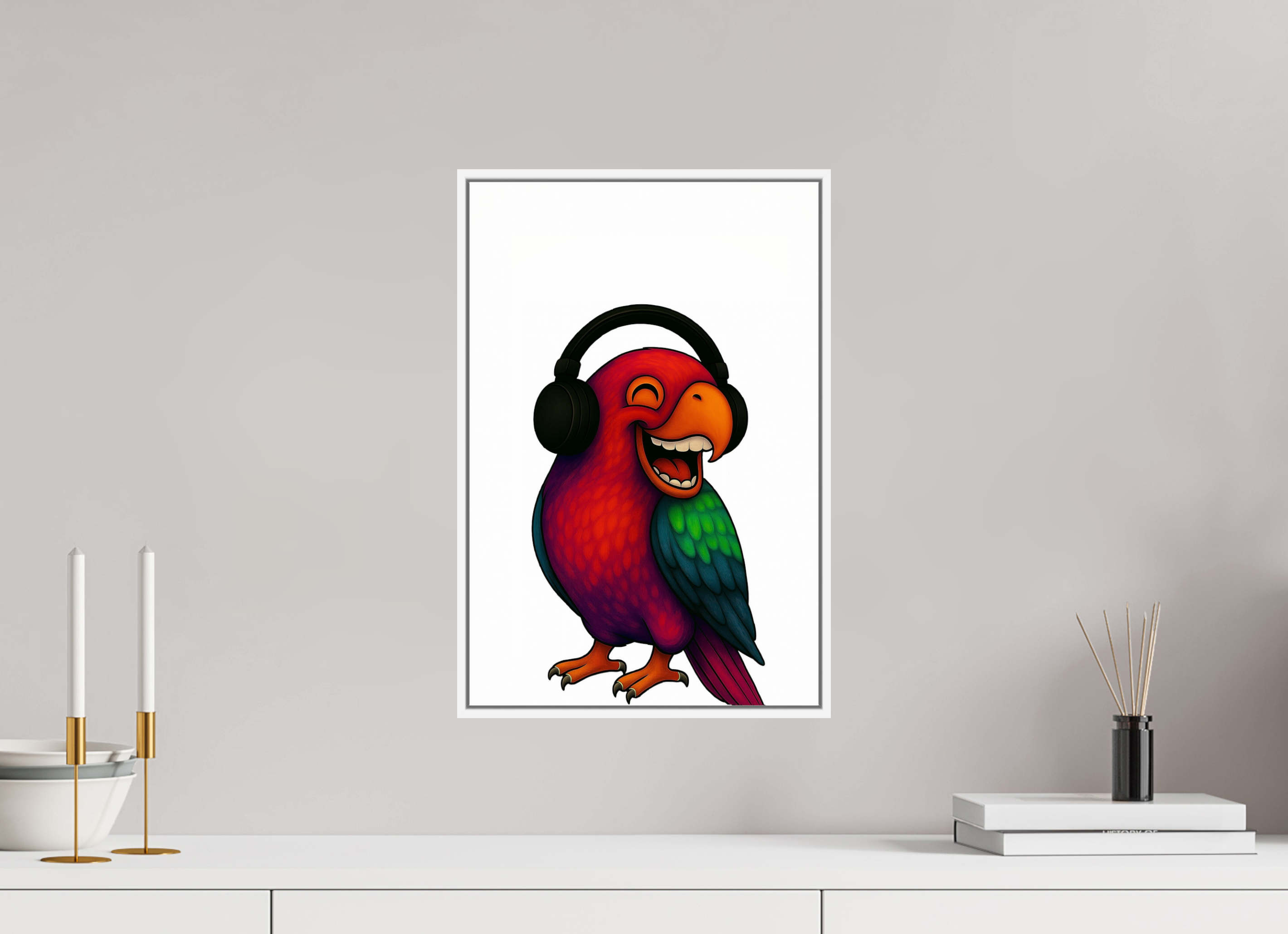 30 x 45 cm, Acrylglas - Rahmen weiß 6mm 13-Papagai