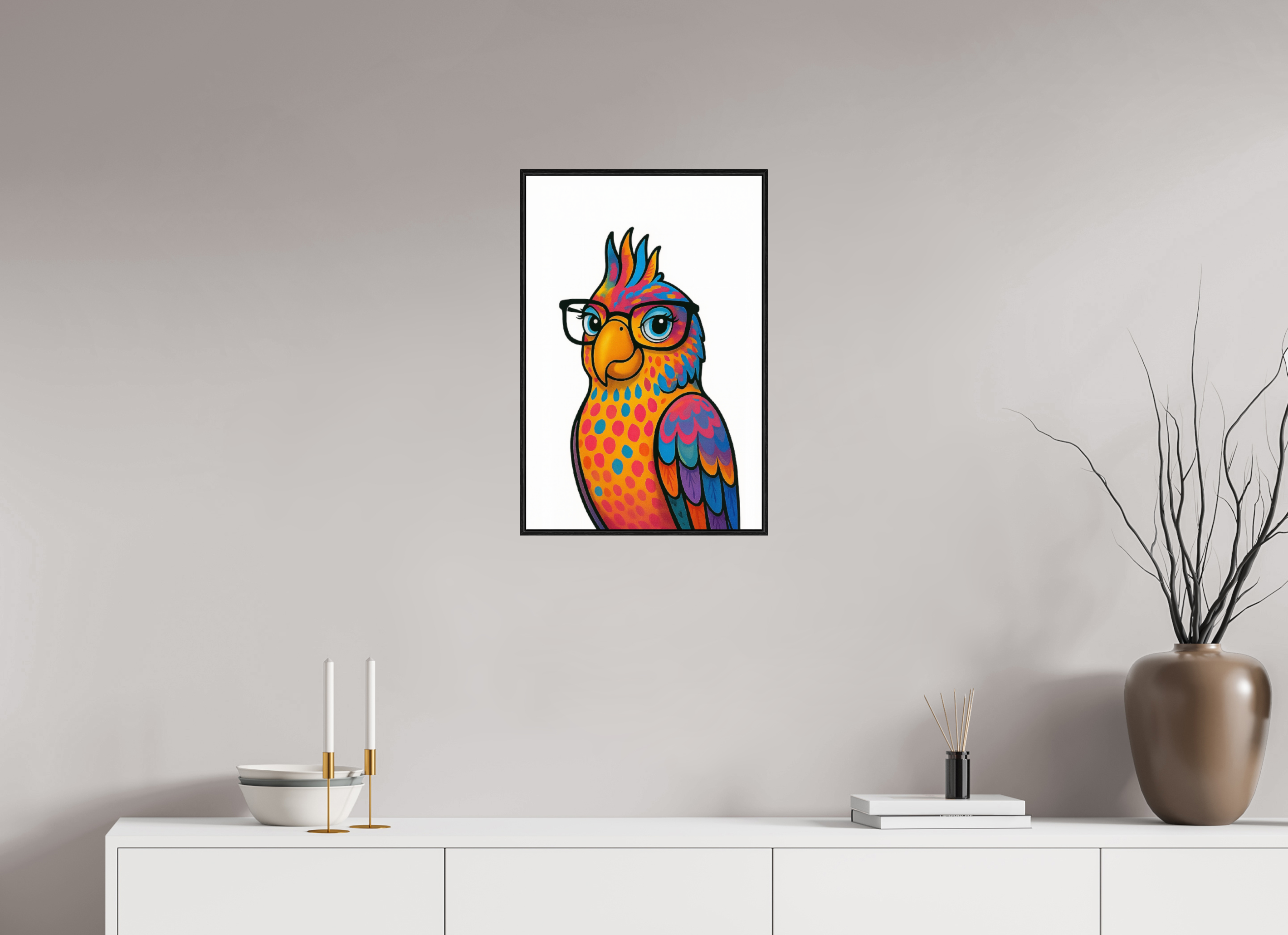 40 x 60 cm, Acrylglas 2mm - Rahmen schwarz 6mm 09-Papagai