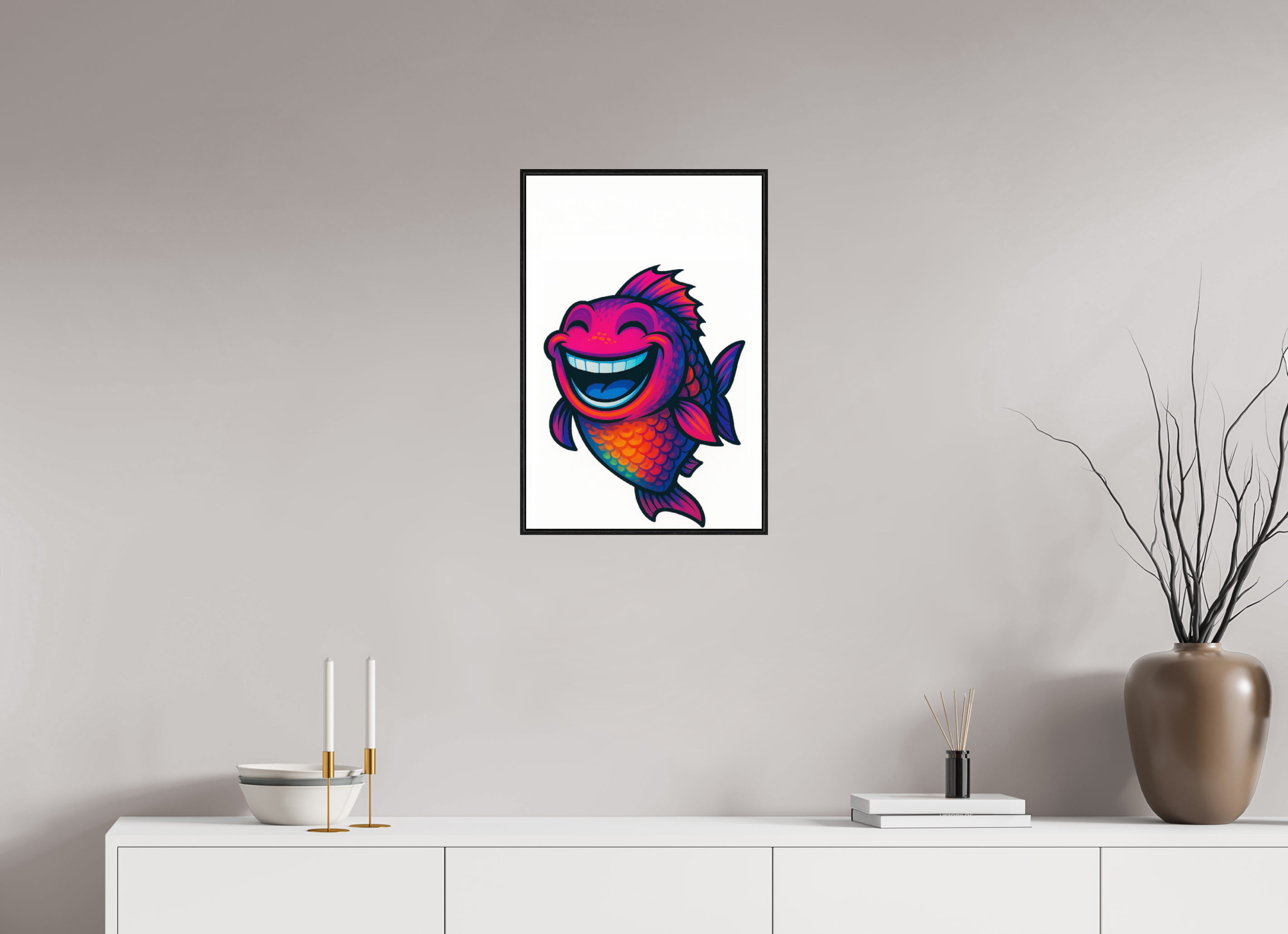 40 x 60 cm, Acrylglas - Rahmen schwarz 6mm 11-Fisch