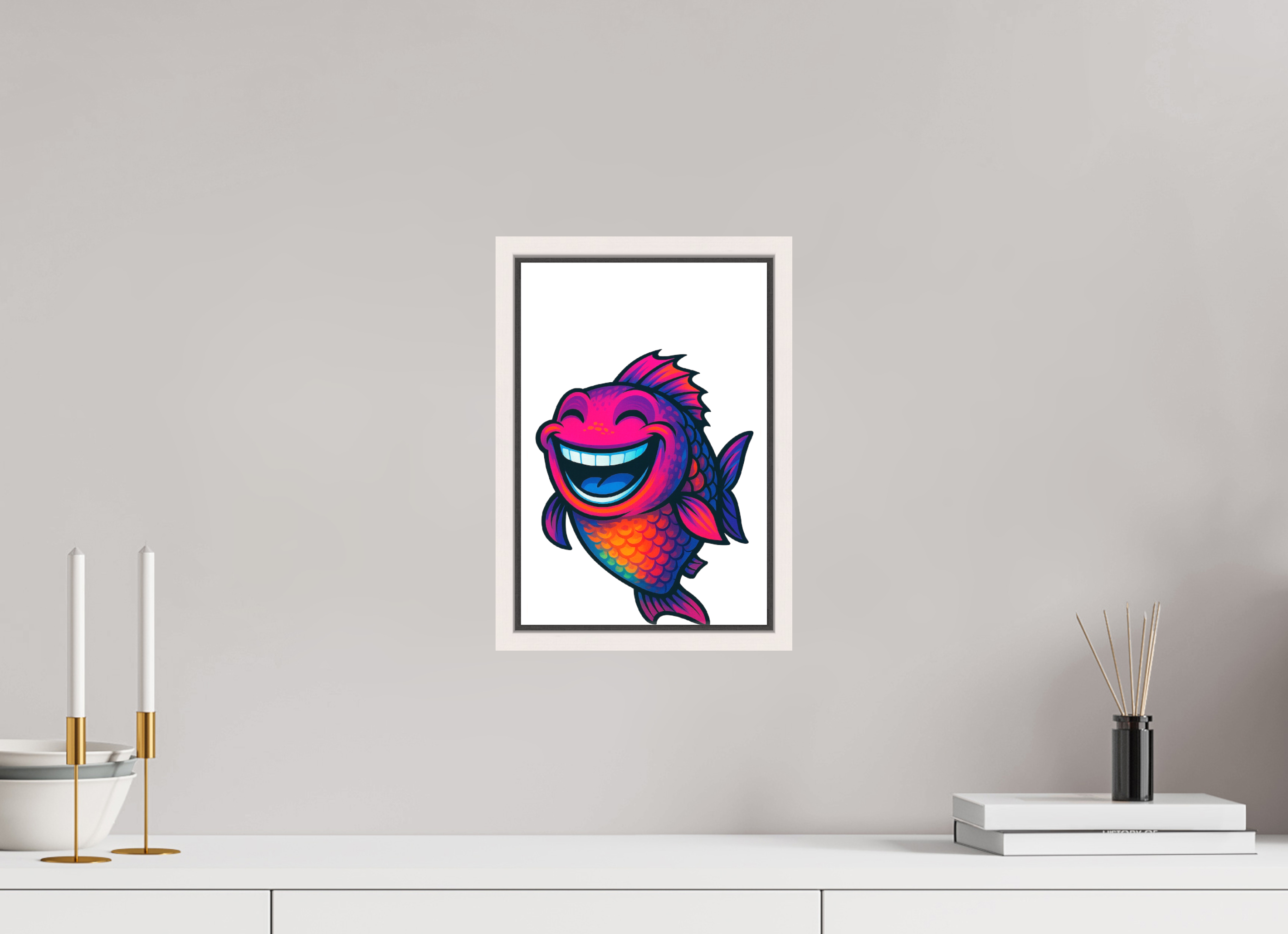 20 x 30 cm, Leinwand glänzend - Rahmen weiß 15mm 11-Fisch