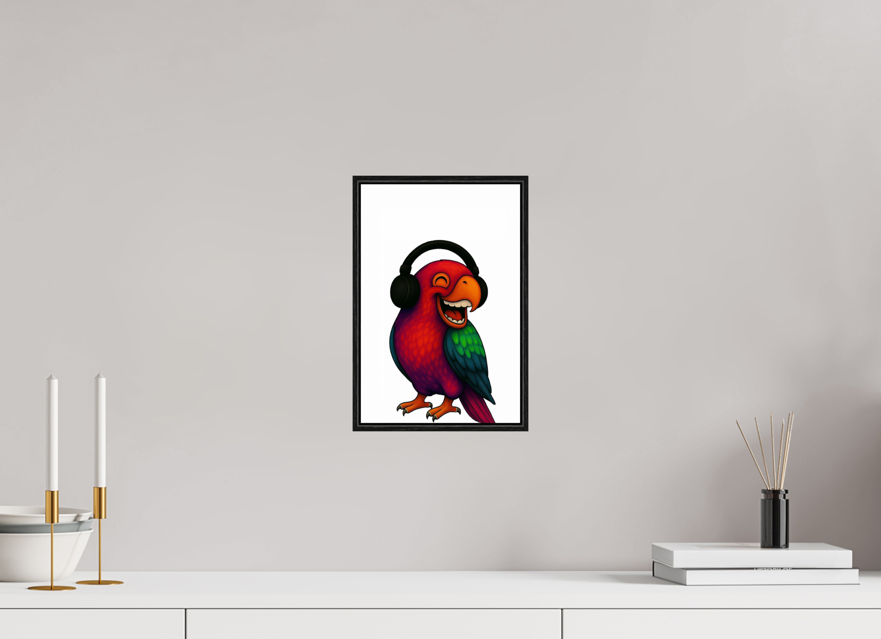 20 x 30 cm, Acrylglas - Rahmen schwarz 6mm 13-Papagai