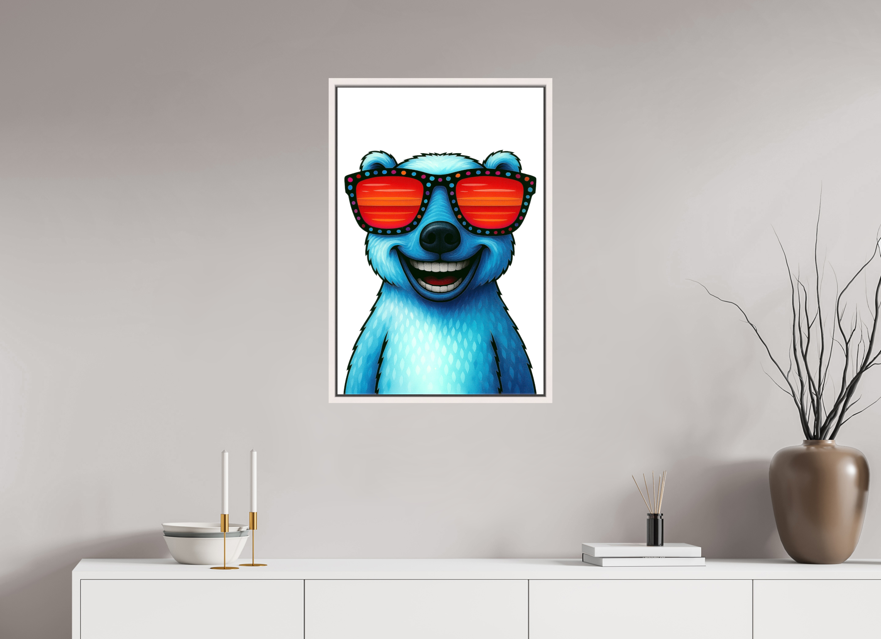 50 x 75 cm, Leinwand glänzend - Rahmen weiß 15mm 04-Eisbär