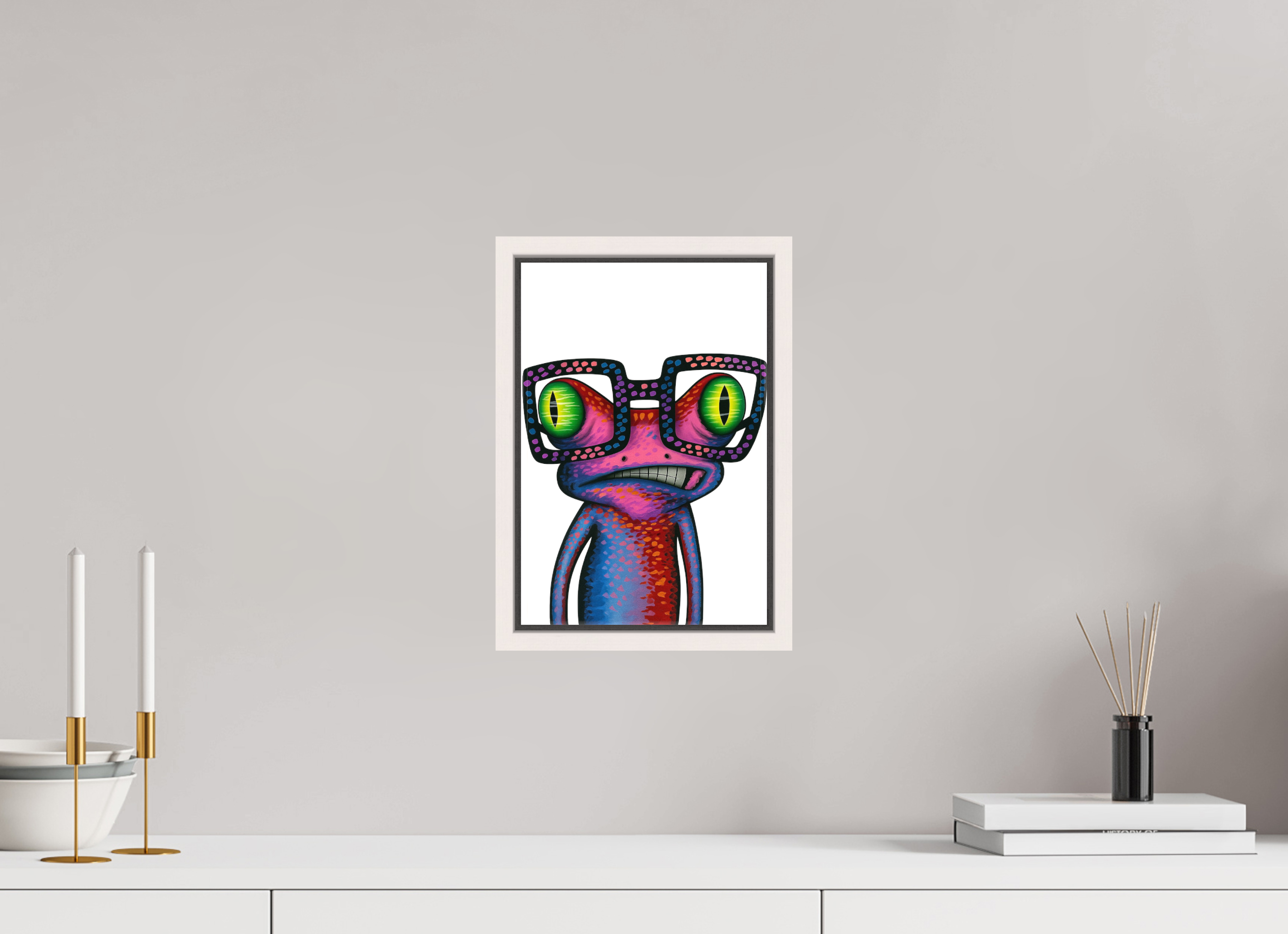 20 x 30 cm, Leinwand glänzend - Rahmen weiß 15mm 02-Frosch