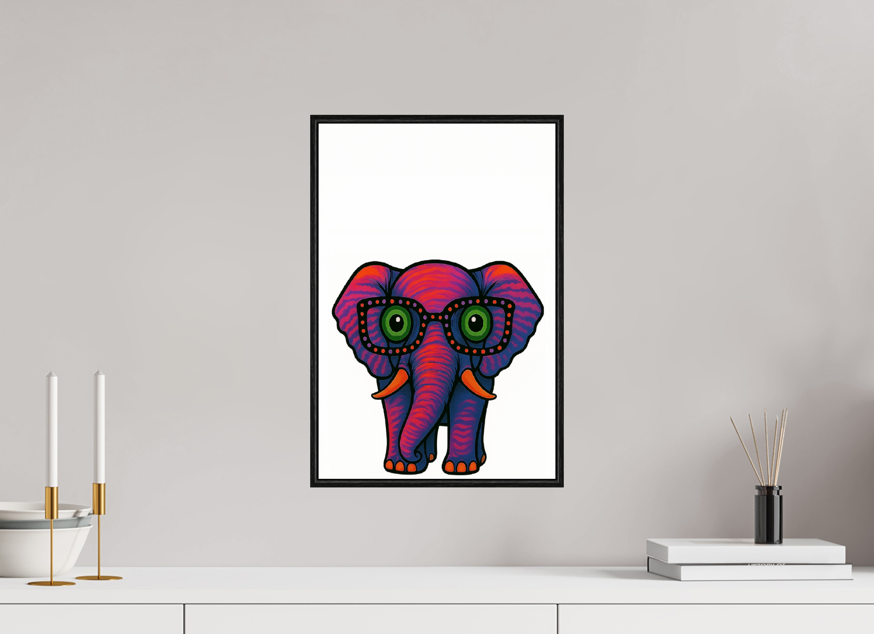 30 x 45 cm, Acrylglas - Rahmen schwarz 6mm 15-Elefant