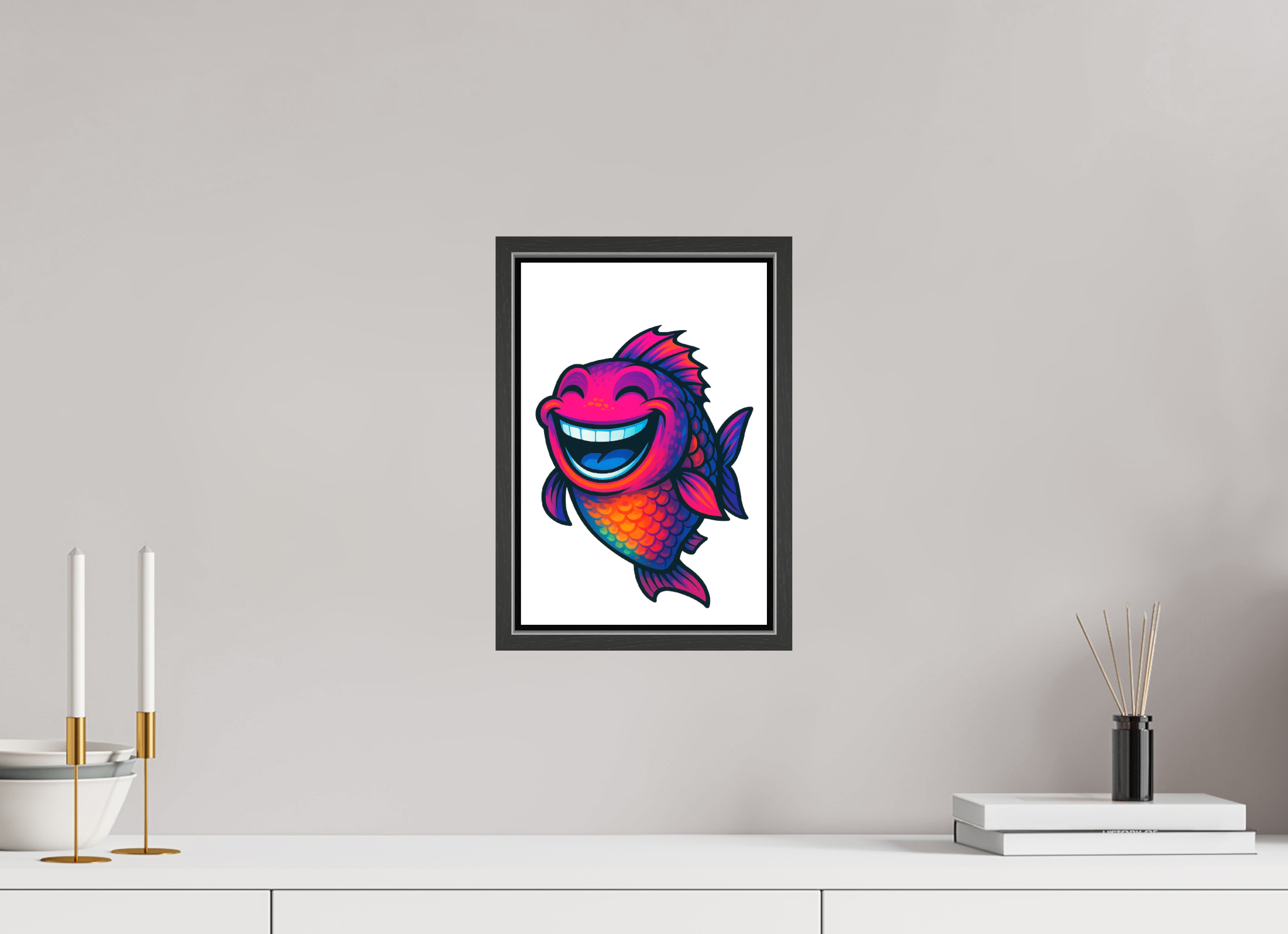 20 x 30 cm, Leinwand glänzend - Rahmen schwarz 15mm 11-Fisch