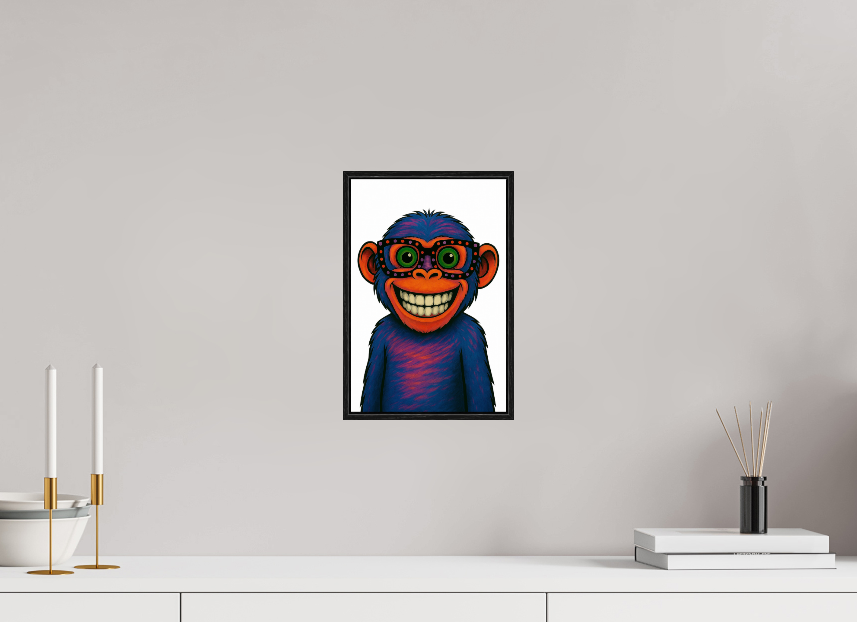 20 x 30 cm, Rahmen schwarz 6mm 05-Affe