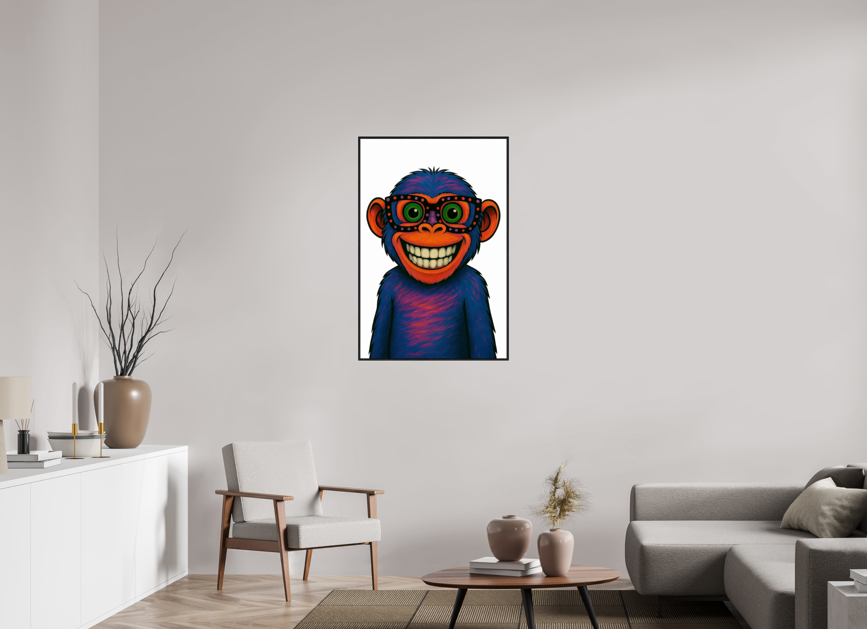 70 x 105 cm, Rahmen schwarz 6mm 05-Affe