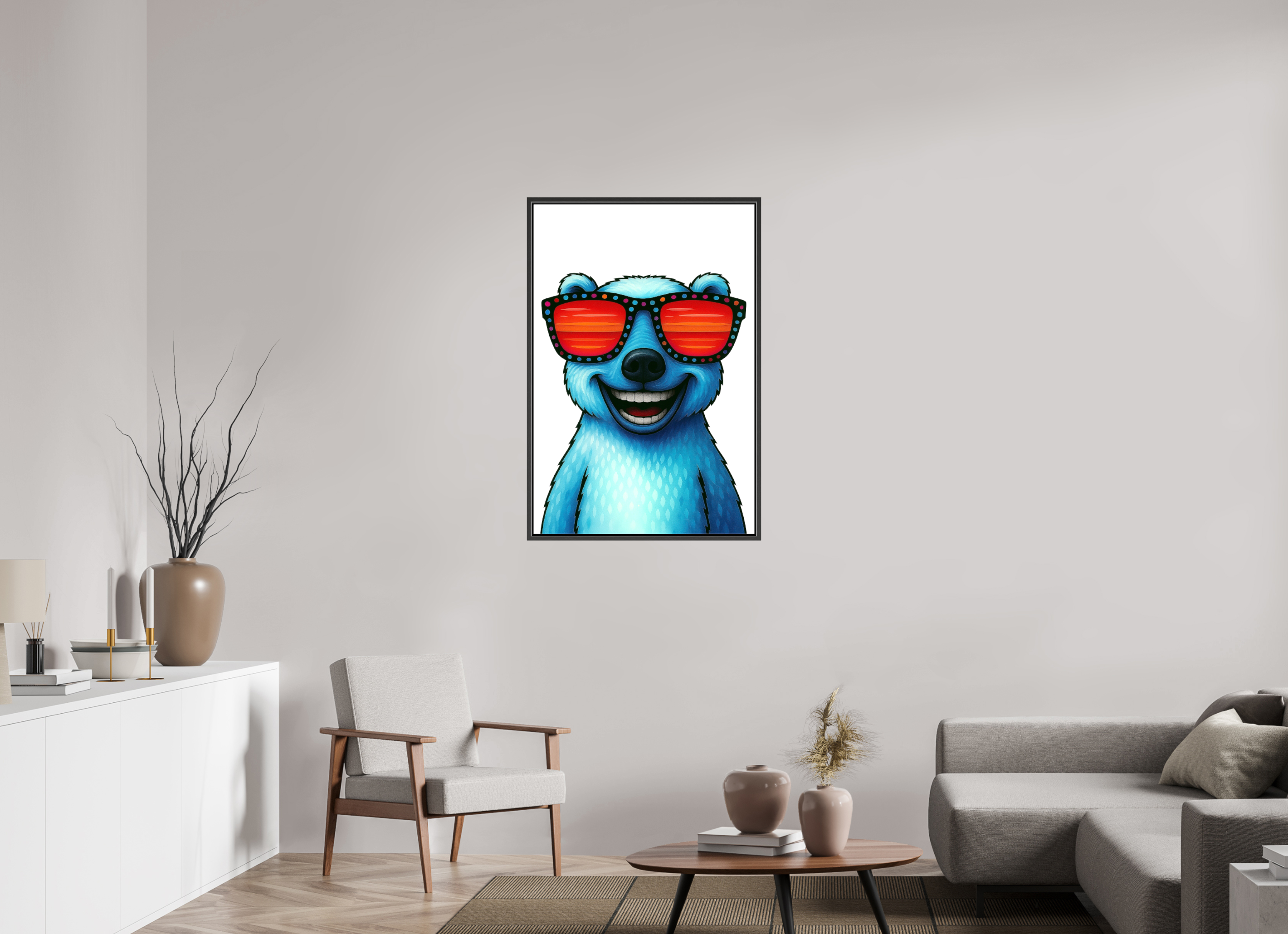 70 x 105 cm, Leinwand glänzend - Rahmen schwarz 15mm 04-Eisbär