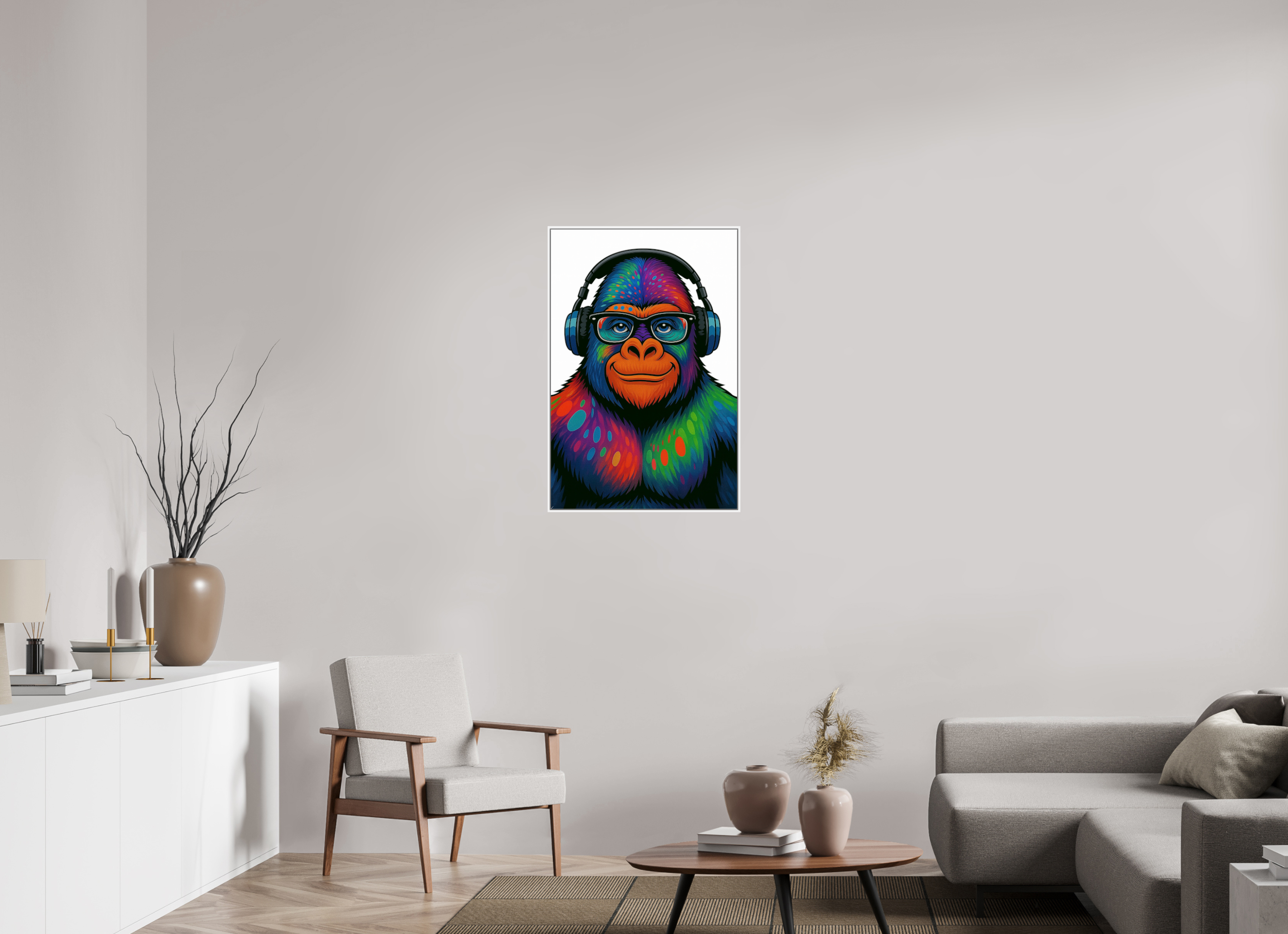 60 x 90 cm, Rahmen weiß 6mm 12-Gorilla
