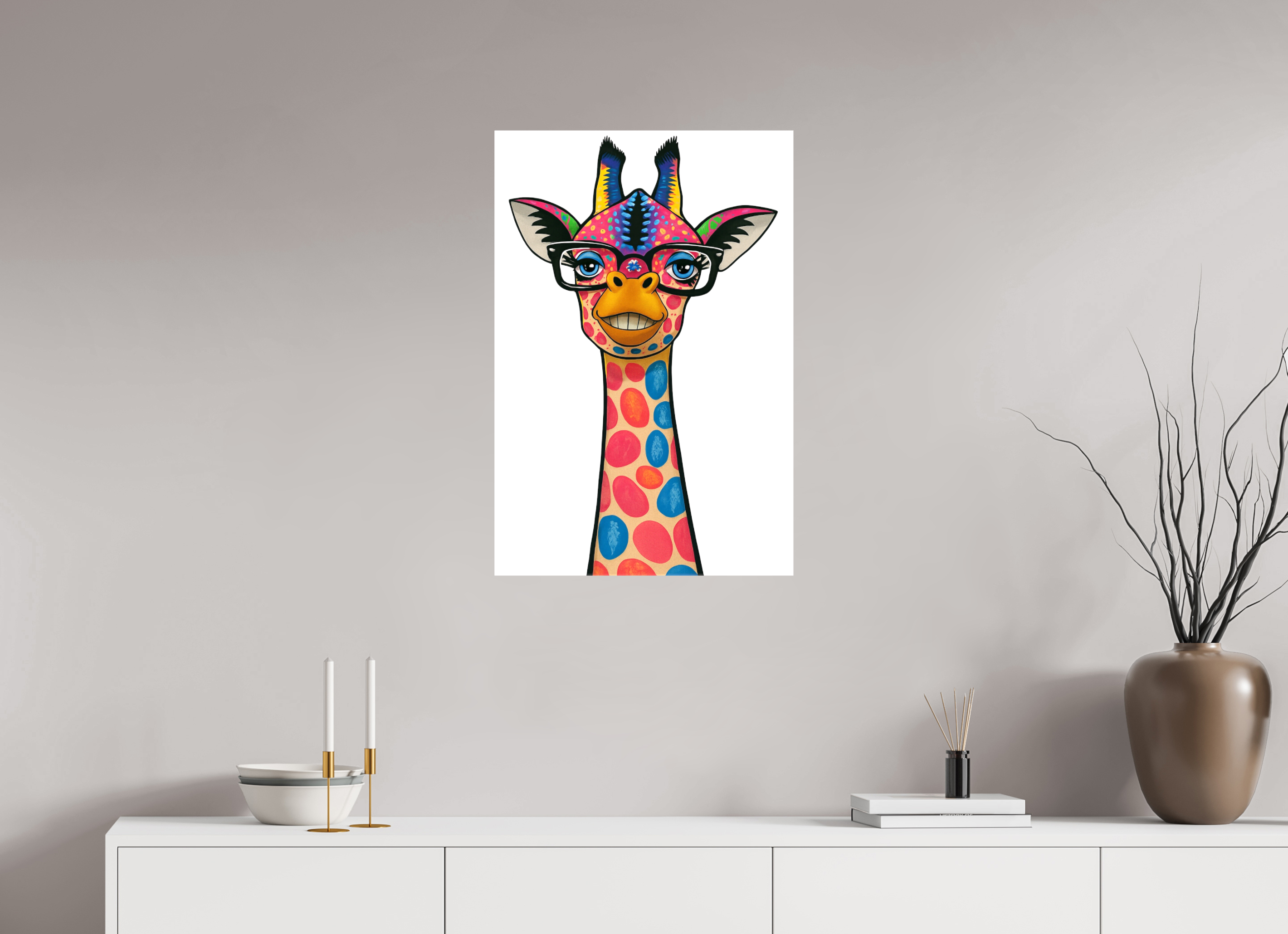 50 x 75 cm, Leinwand glänzend - Kein Rahmen 01-Giraffe