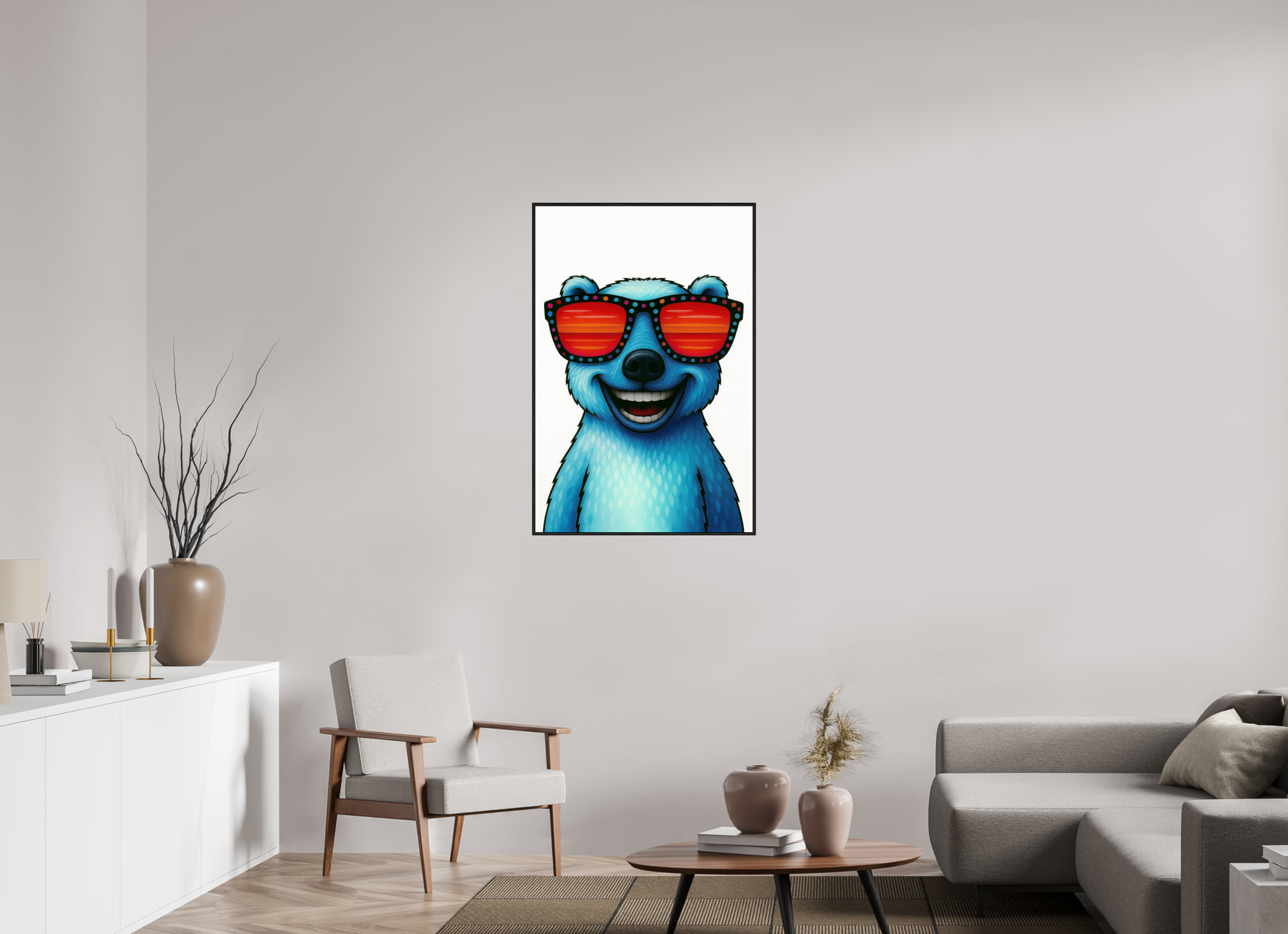 70 x 105 cm, Rahmen schwarz 6mm 04-Eisbär