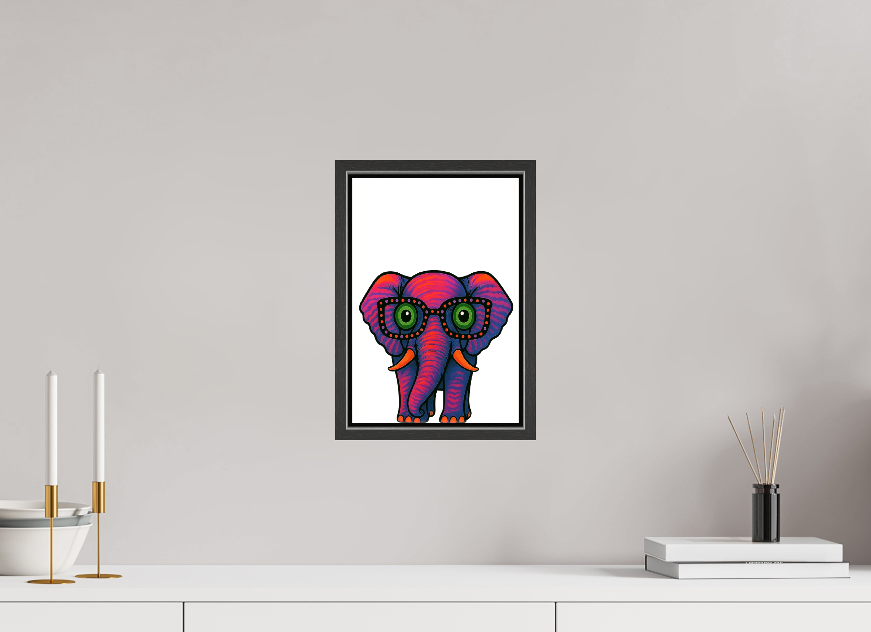 20 x 30 cm, Leinwand glänzend - Rahmen schwarz 15mm 15-Elefant