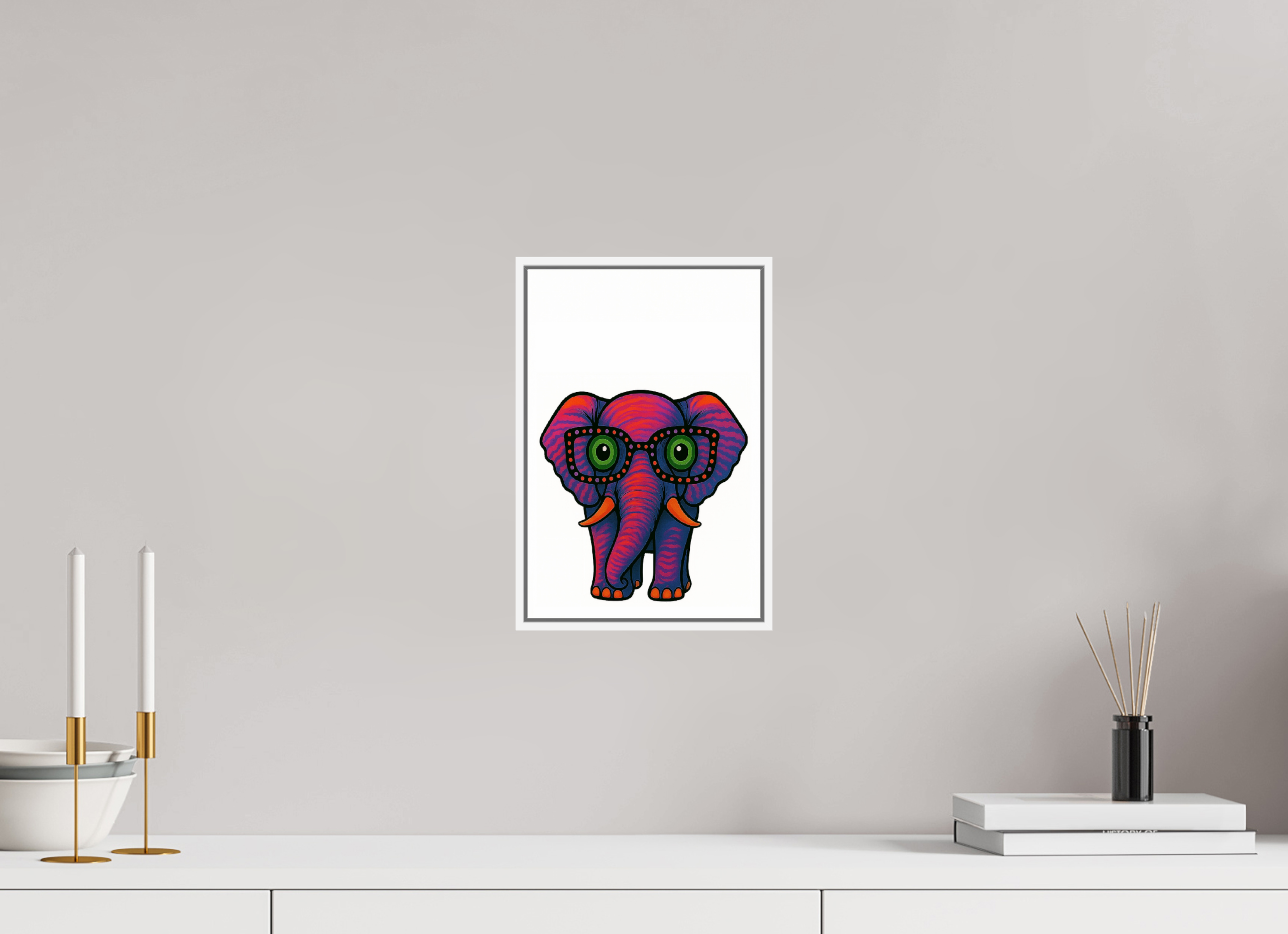 20 x 30 cm, Rahmen weiß 6mm 15-Elefant