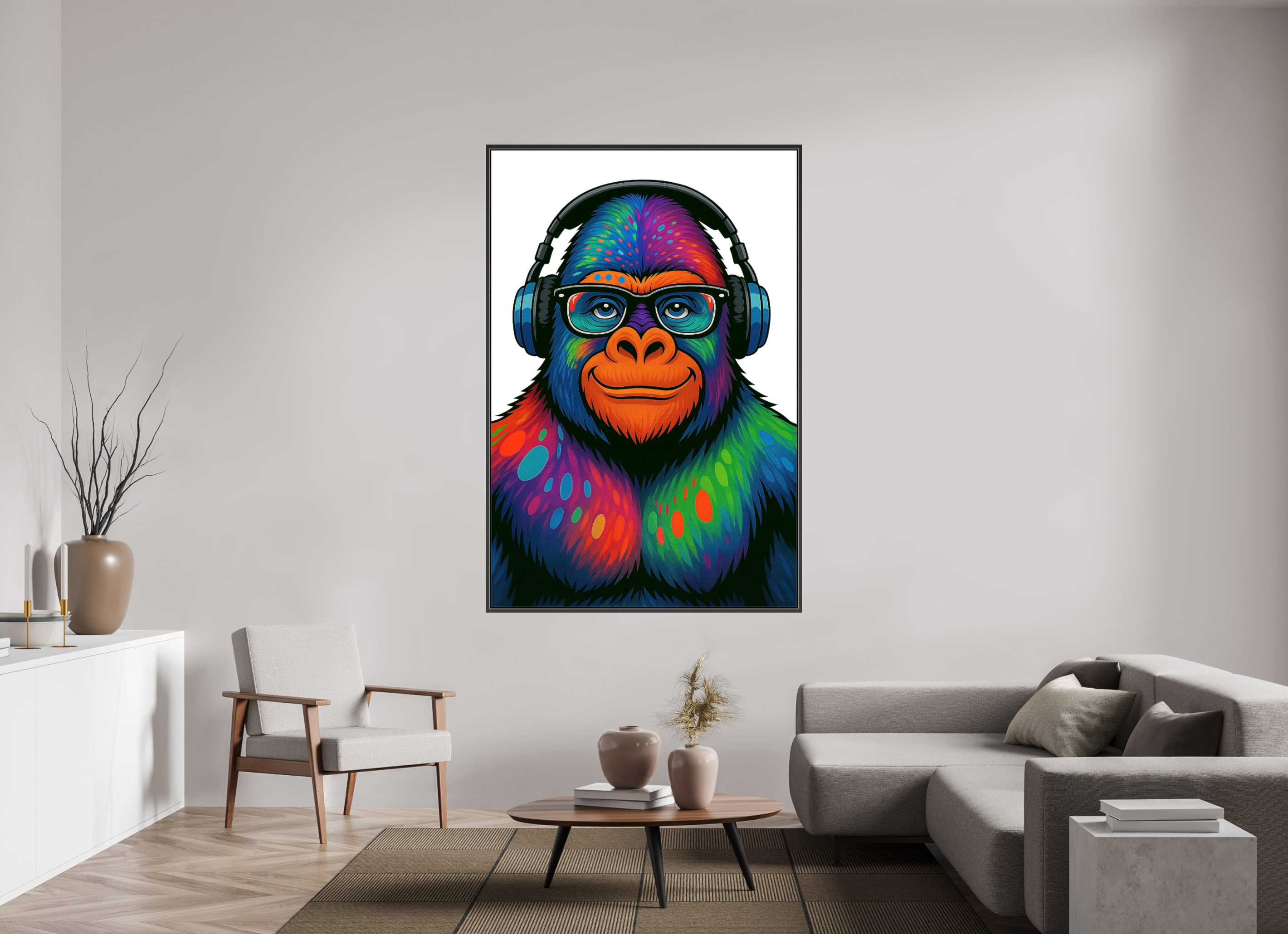 120 x 180 cm, Leinwand glänzend - Rahmen schwarz 15mm 12-Gorilla