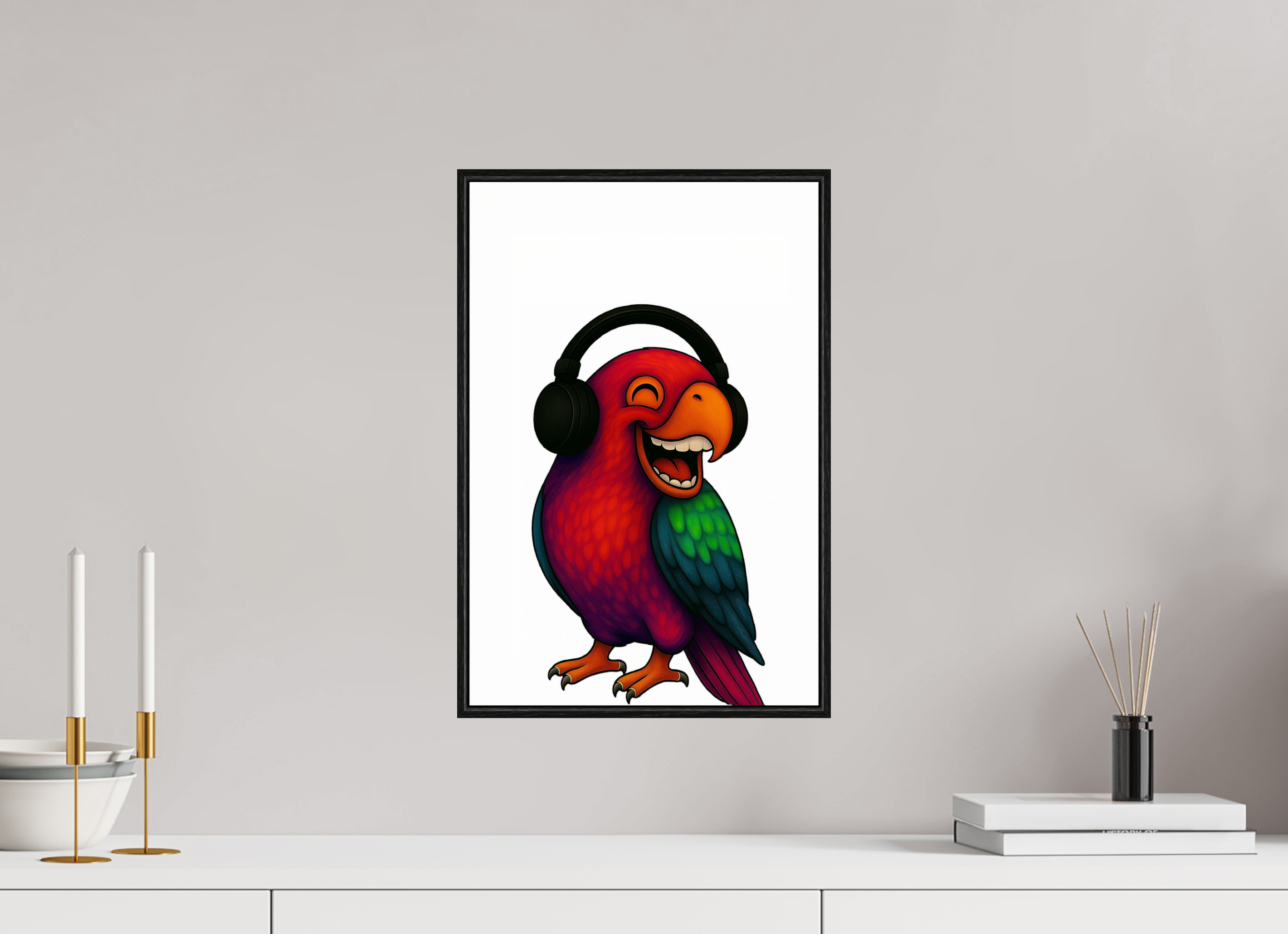 30 x 45 cm, Acrylglas - Rahmen schwarz 6mm 13-Papagai