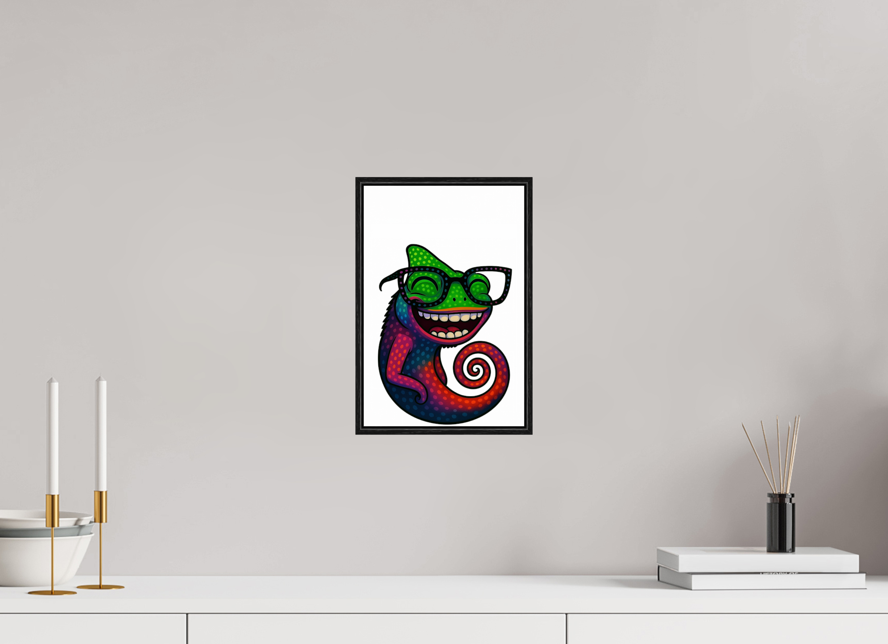 20 x 30 cm, Acrylglas - Rahmen schwarz 6mm 14-Chamäleon