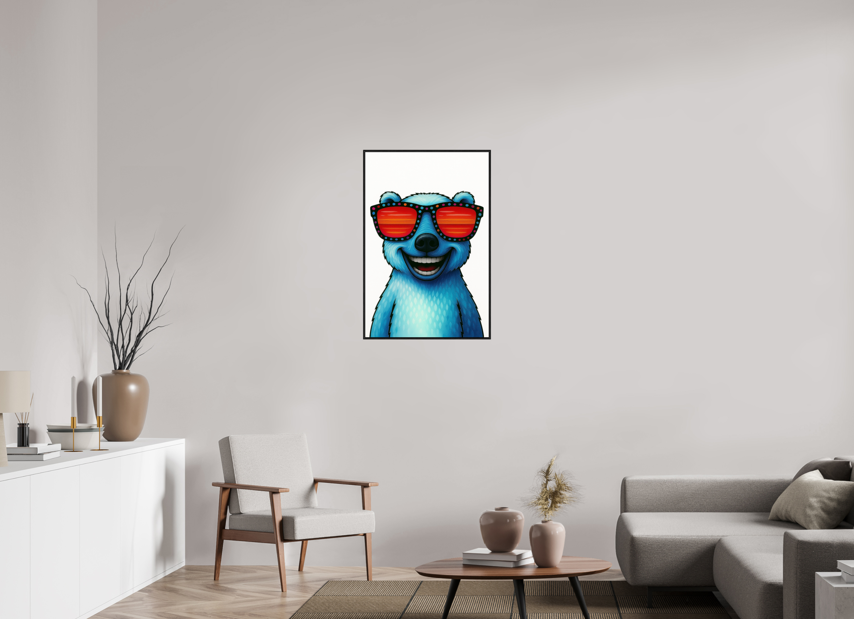 60 x 90 cm, Rahmen schwarz 6mm 04-Eisbär