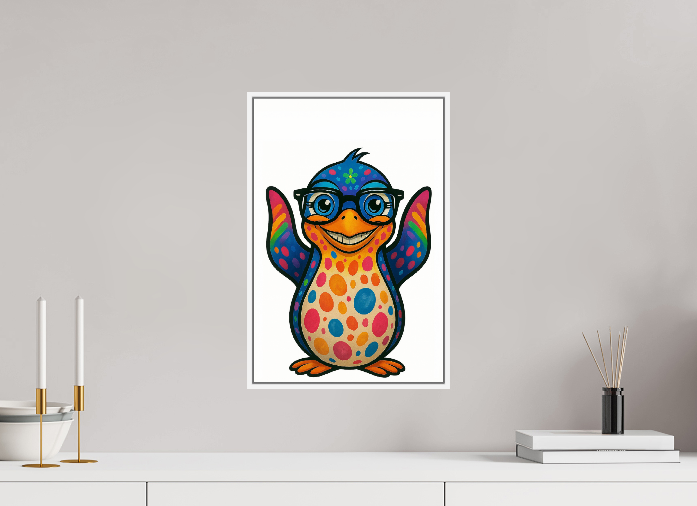 30 x 45 cm, Rahmen weiß 6mm 08-Pinguin