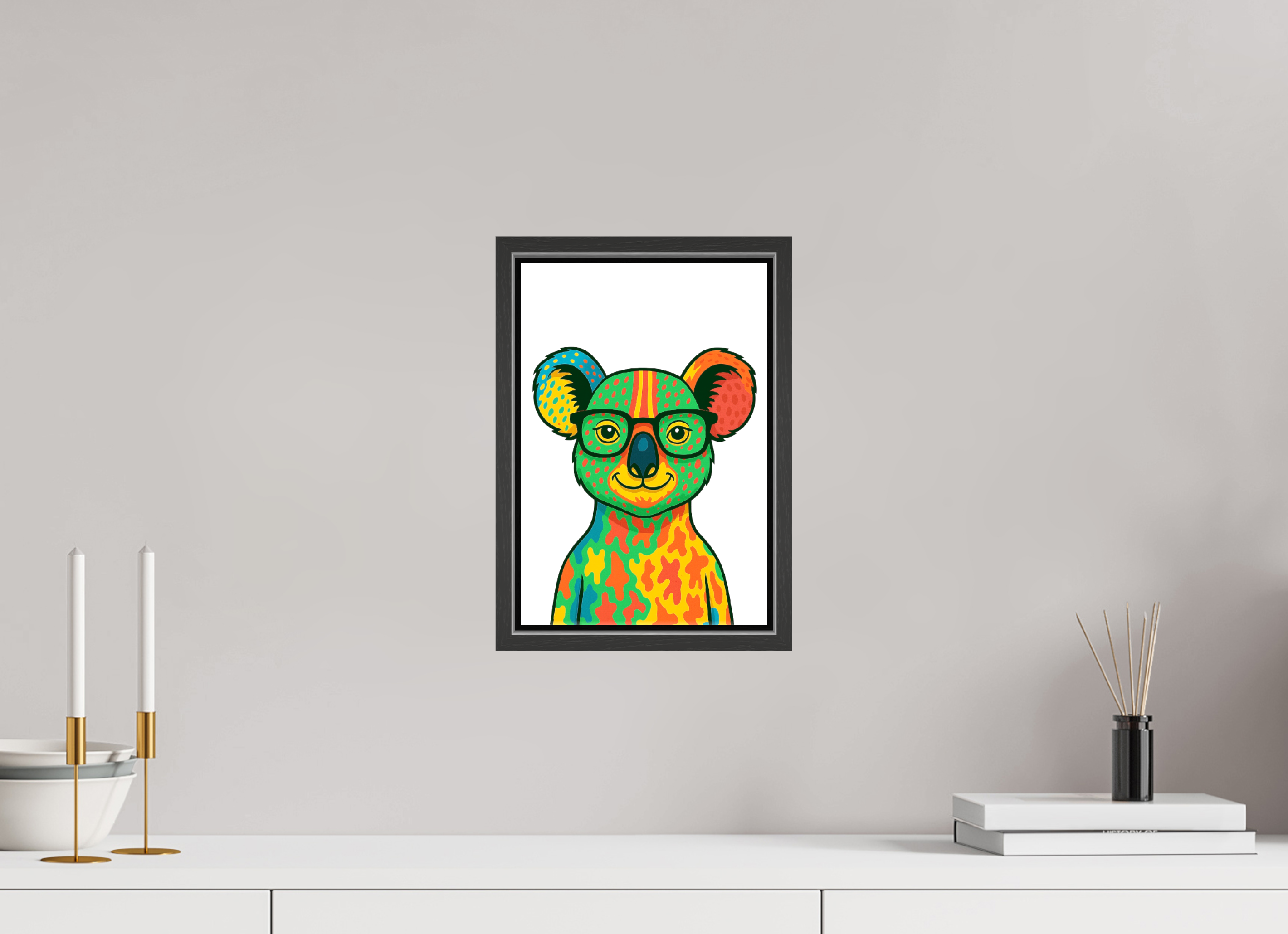 20 x 30 cm, Leinwand glänzend - Rahmen schwarz 15mm 07-Koala