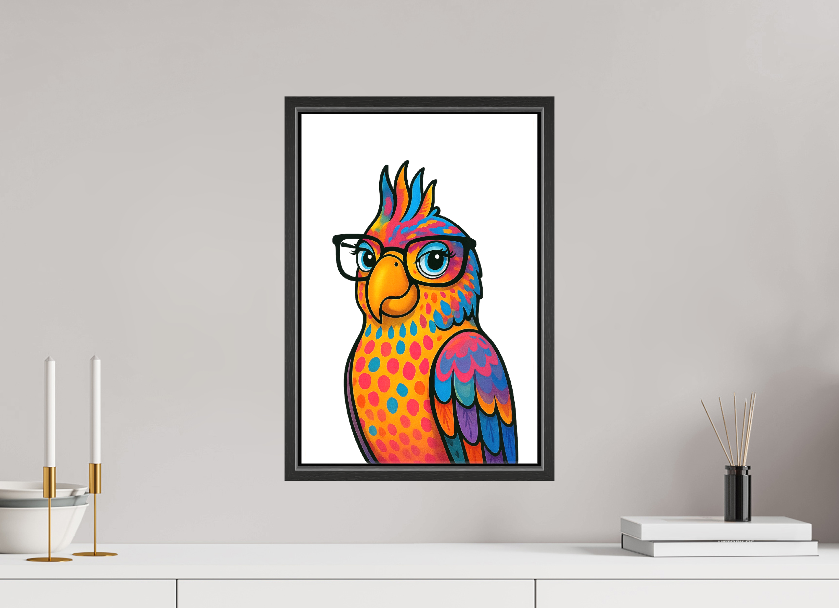 30 x 45 cm, Leinwand glänzend - Rahmen schwarz 15mm 09-Papagai