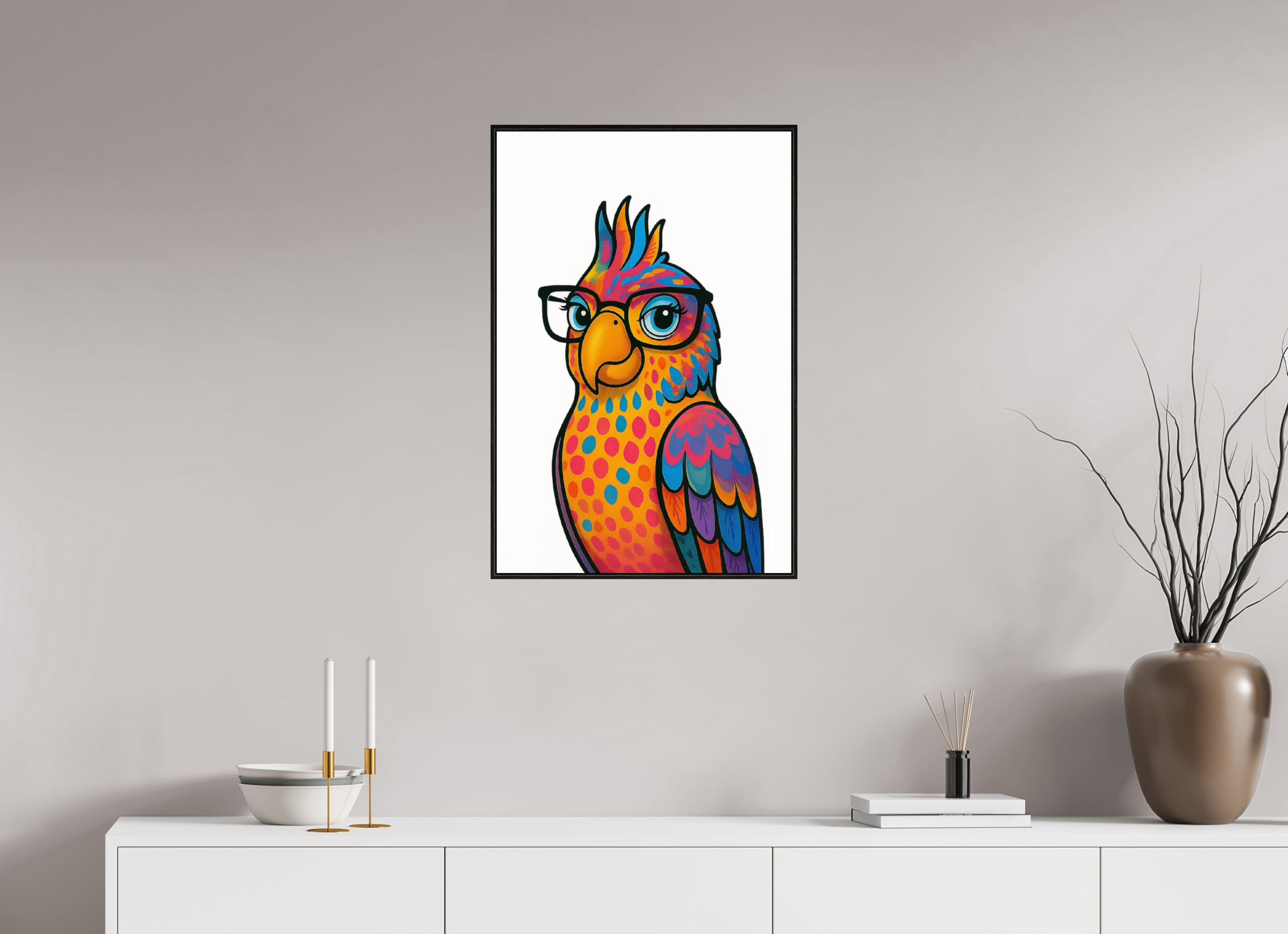 50 x 75 cm, Acrylglas 2mm - Rahmen schwarz 6mm 09-Papagai