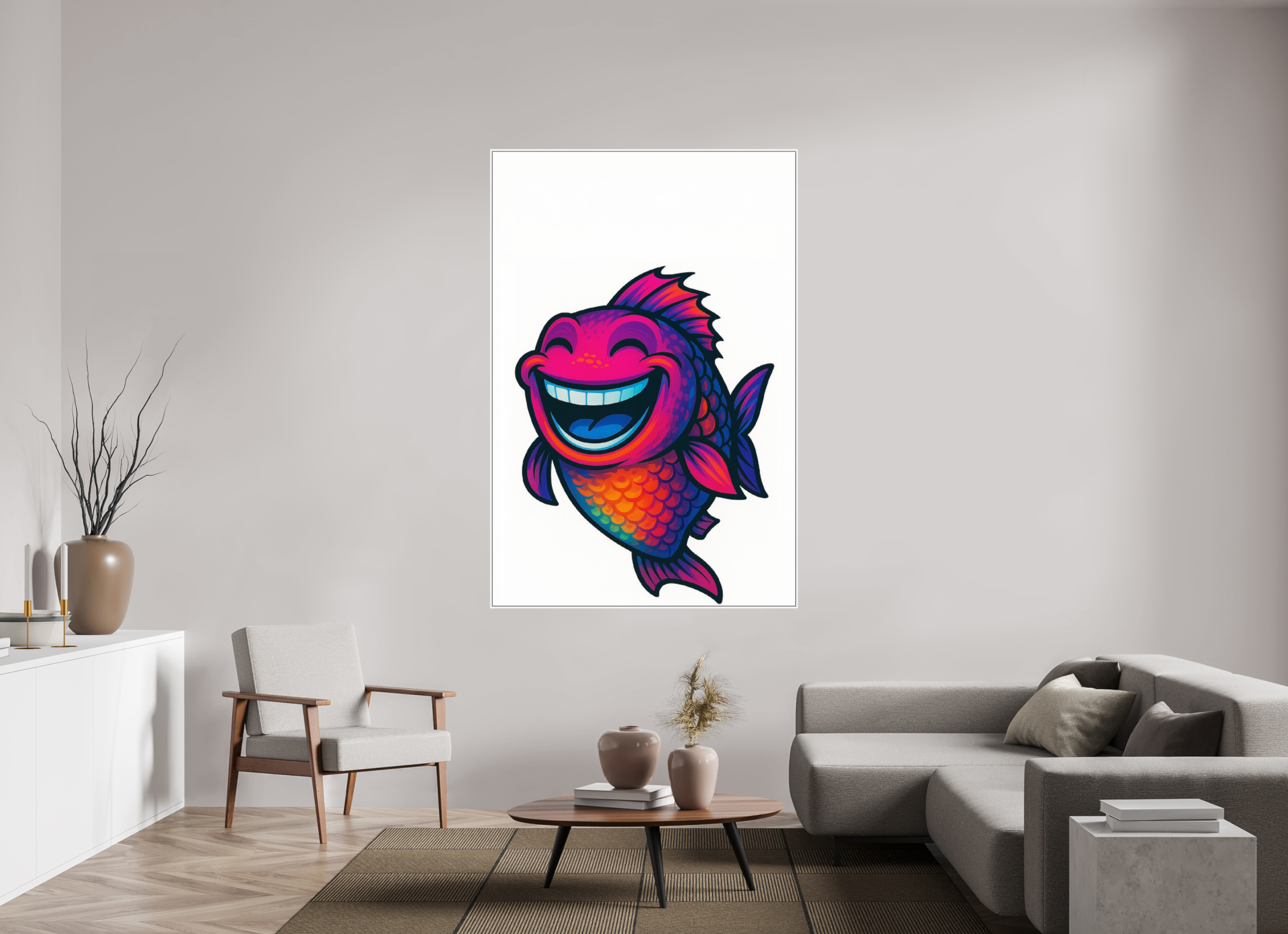 120 x 180 cm, Acrylglas - Rahmen weiß 6mm 11-Fisch