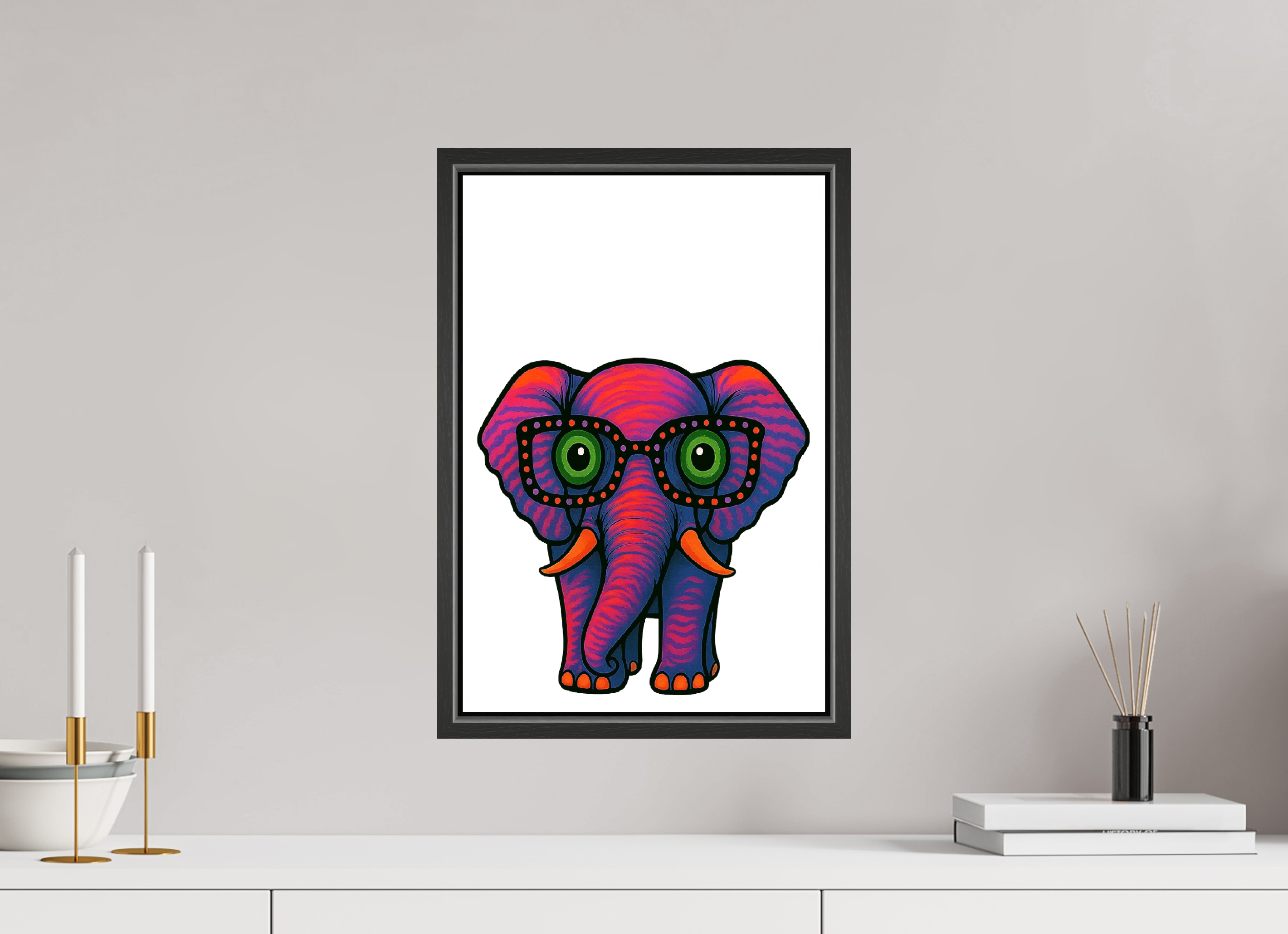 30 x 45 cm, Leinwand glänzend - Rahmen schwarz 15mm 15-Elefant