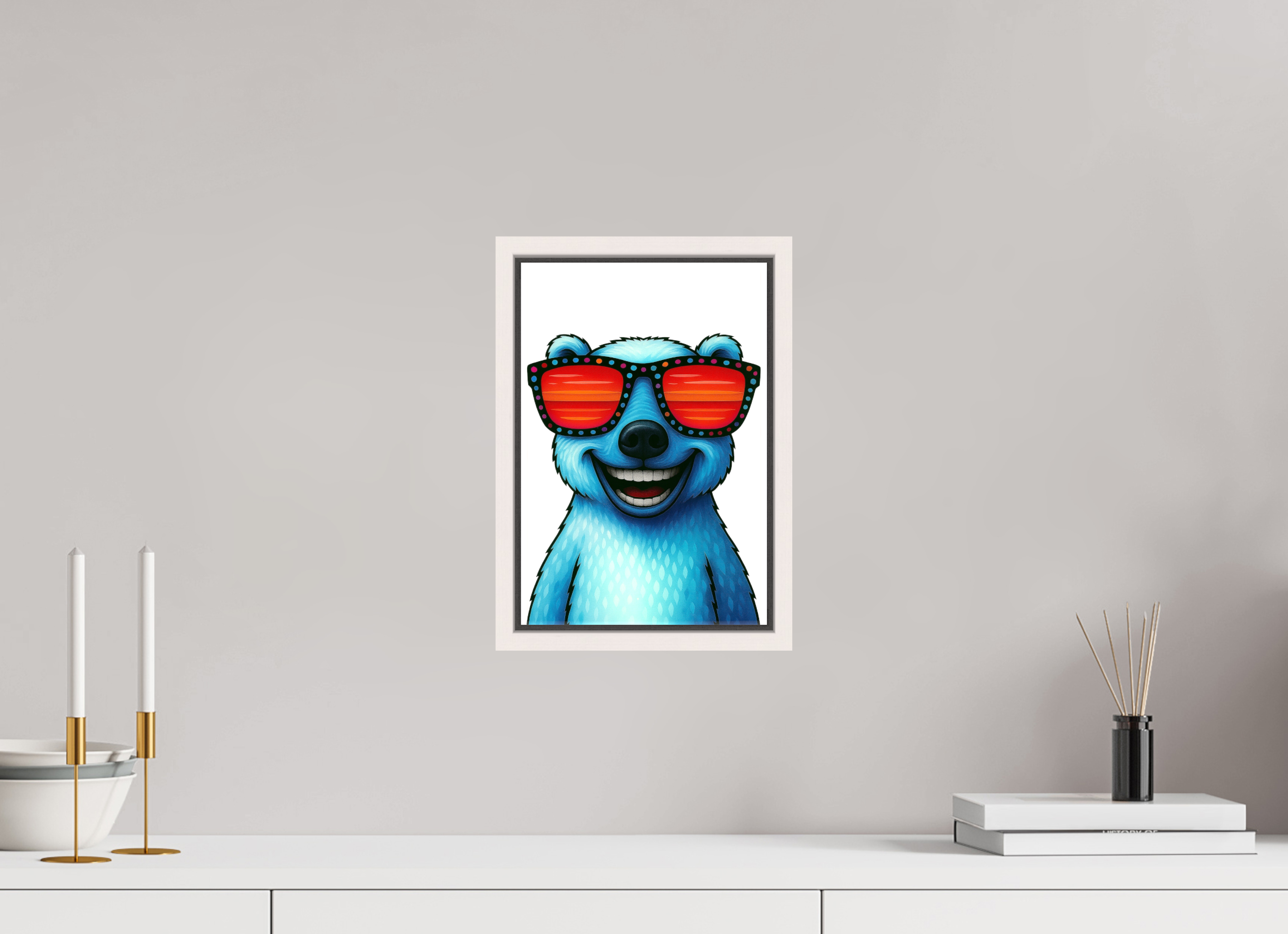 20 x 30 cm, Leinwand glänzend - Rahmen weiß 15mm 04-Eisbär